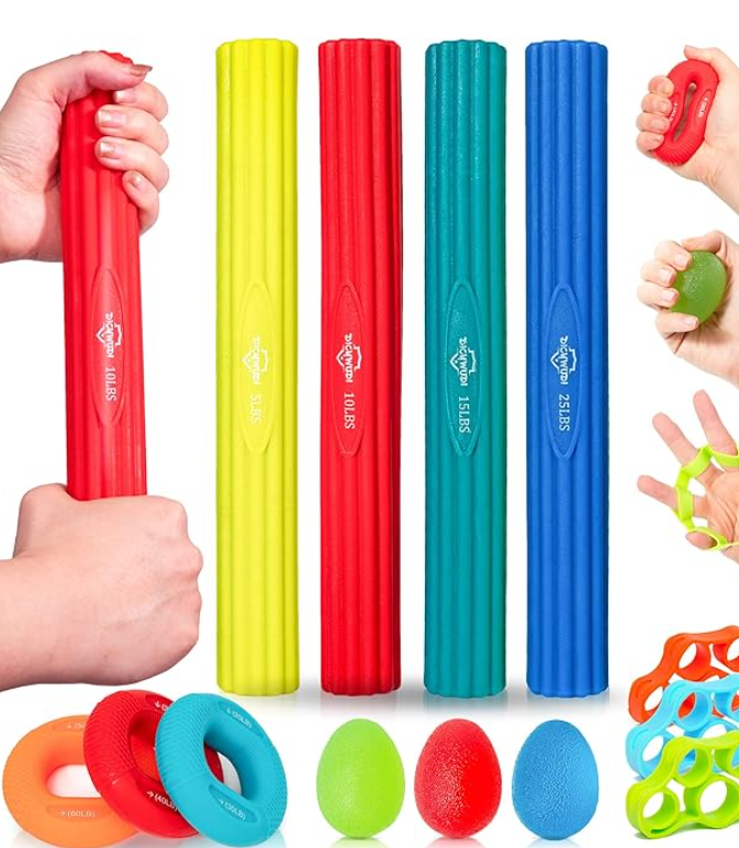 Colorful pool noodles, foam pool floats, and various water toys arranged for beach or pool play.