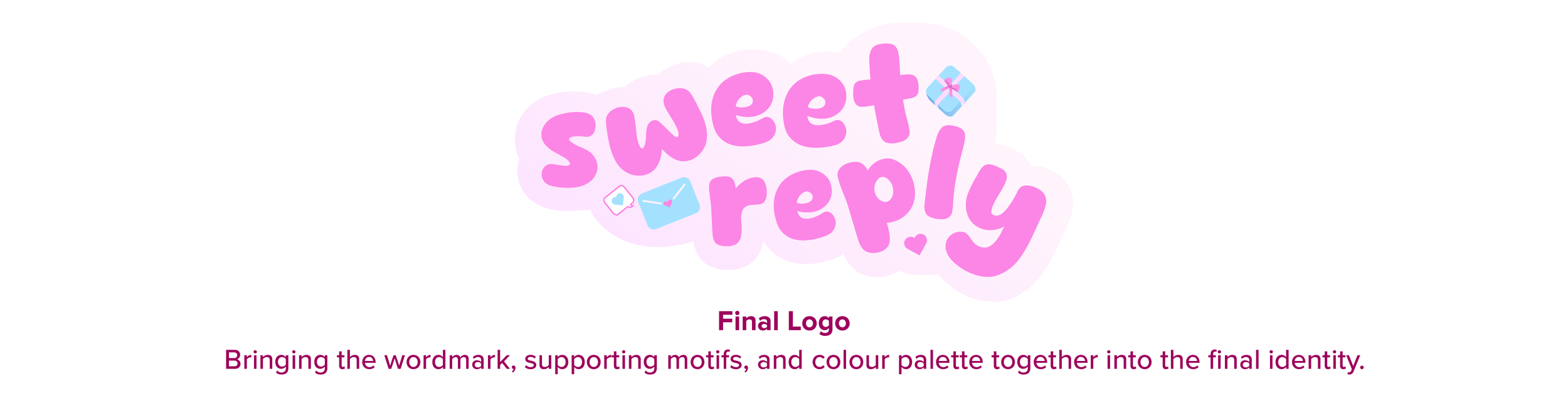 Final Logo: Bringing the wordmark, supporting motifs, and colour palette together into the final identity.