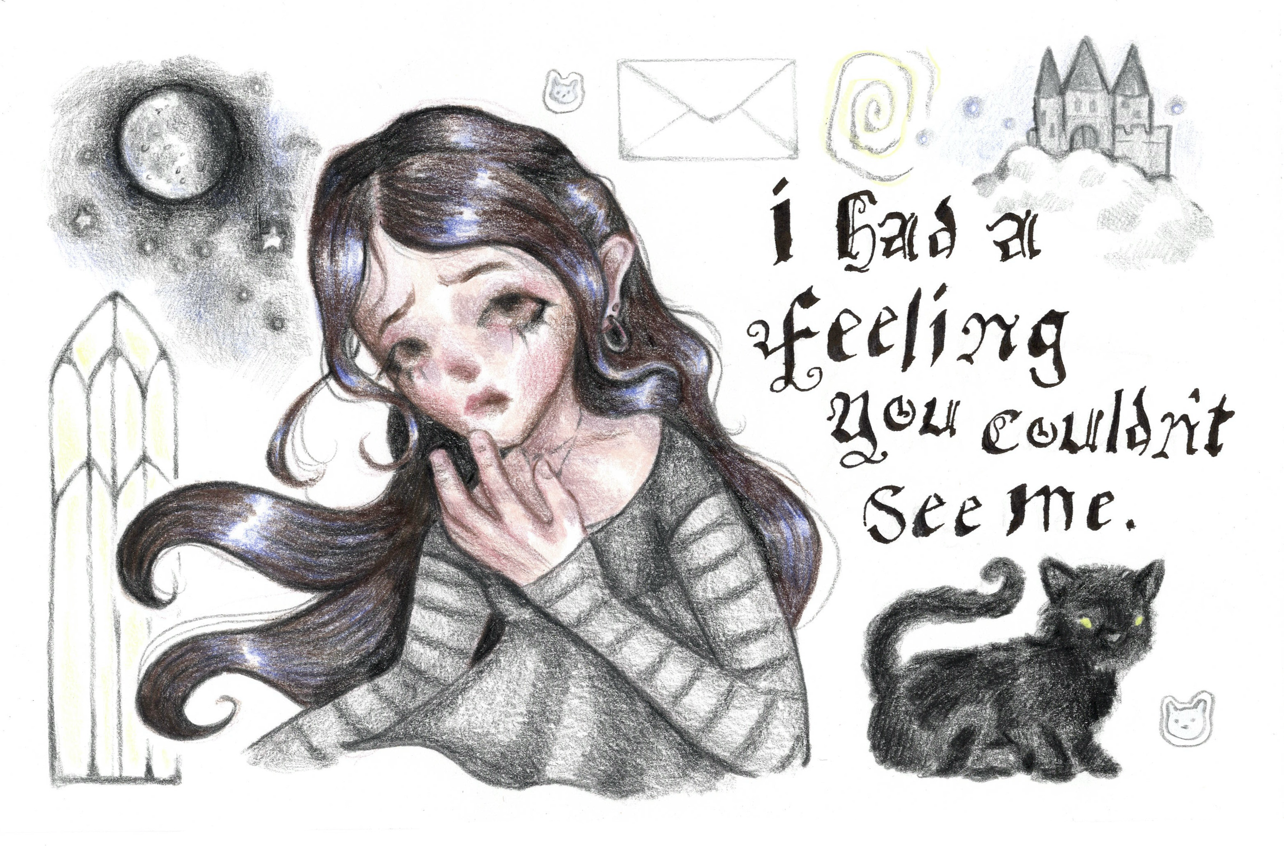 "Had A Feeling" - colored pencil and ink on paper, 6.75" x 10.5"