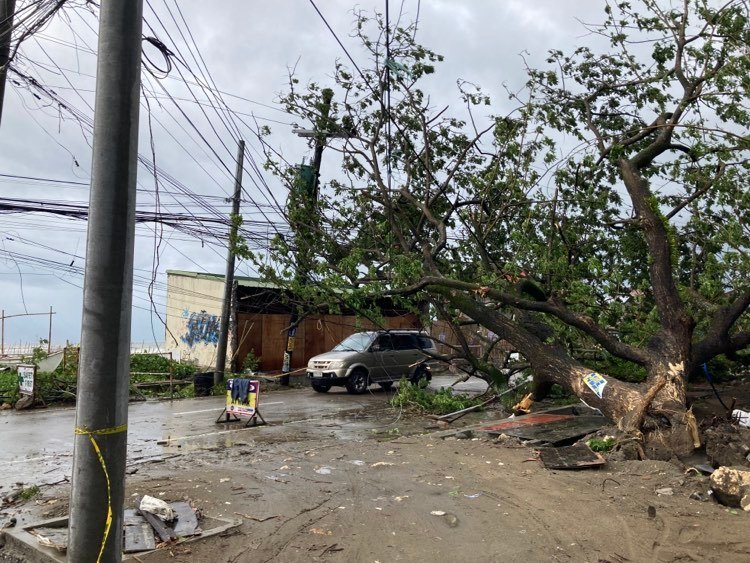 Beachfront lots and national highway affected by Typhoon Odette, December 2021