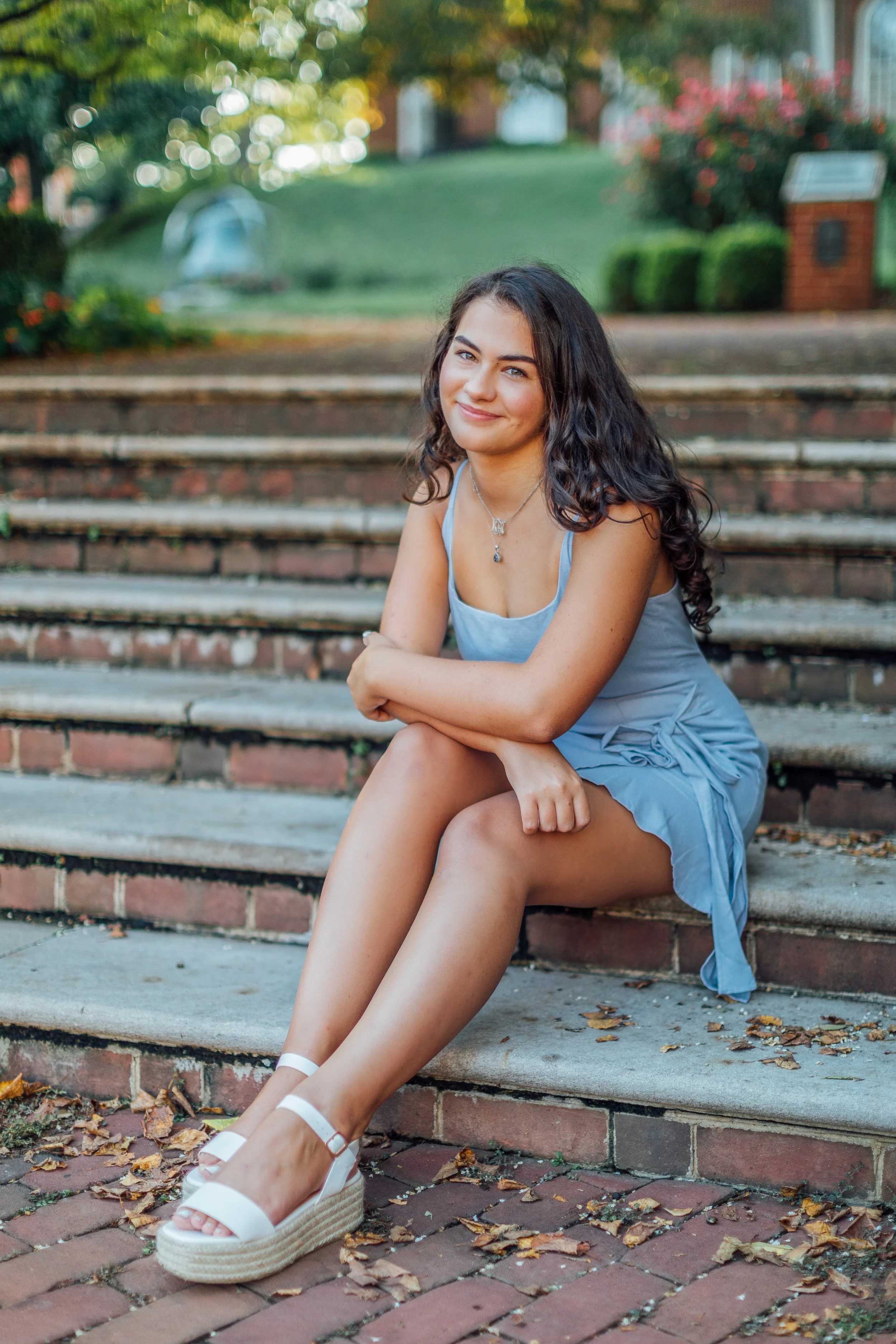 Sitting on the stairs downtown for her Annapolis Senior Portrait session.