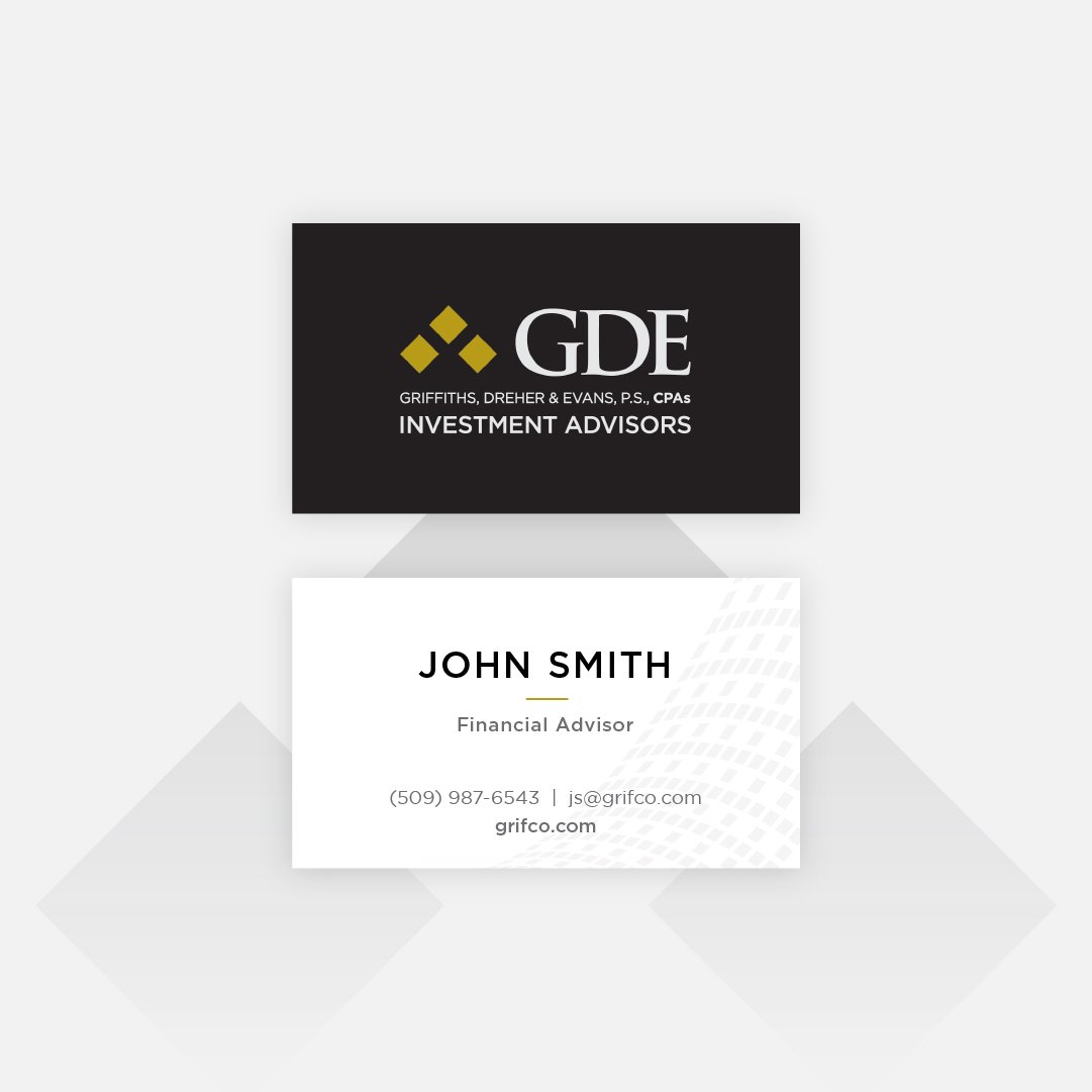 Mockup of a business card design, minimal and featuring a pattern in the background.