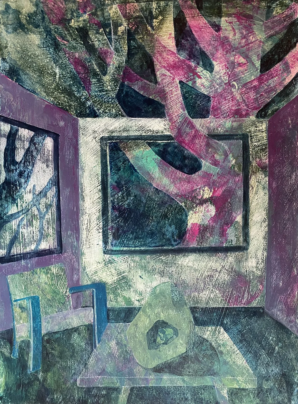 Table Piece, 11 x 14.8”, Flashe on RIves BFK,  2026