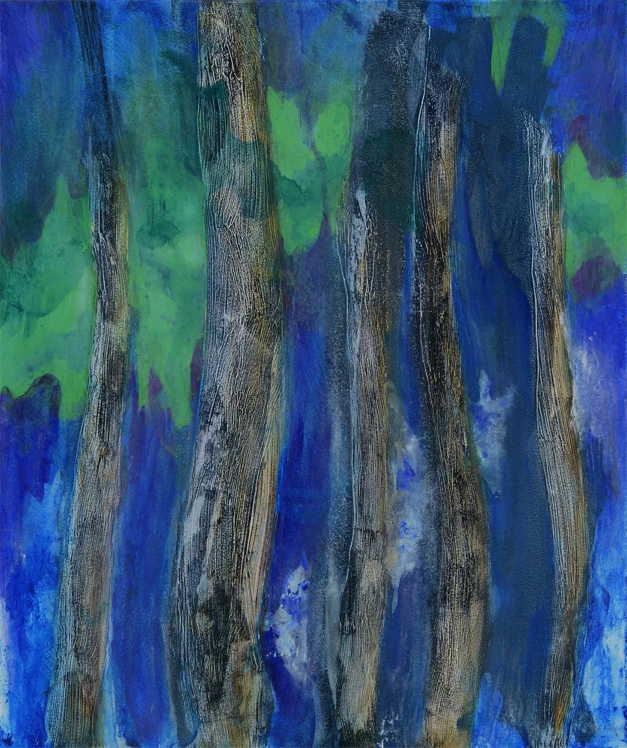 Fog in Trees , 15” x 18”, flashe on rives bfk (sold)