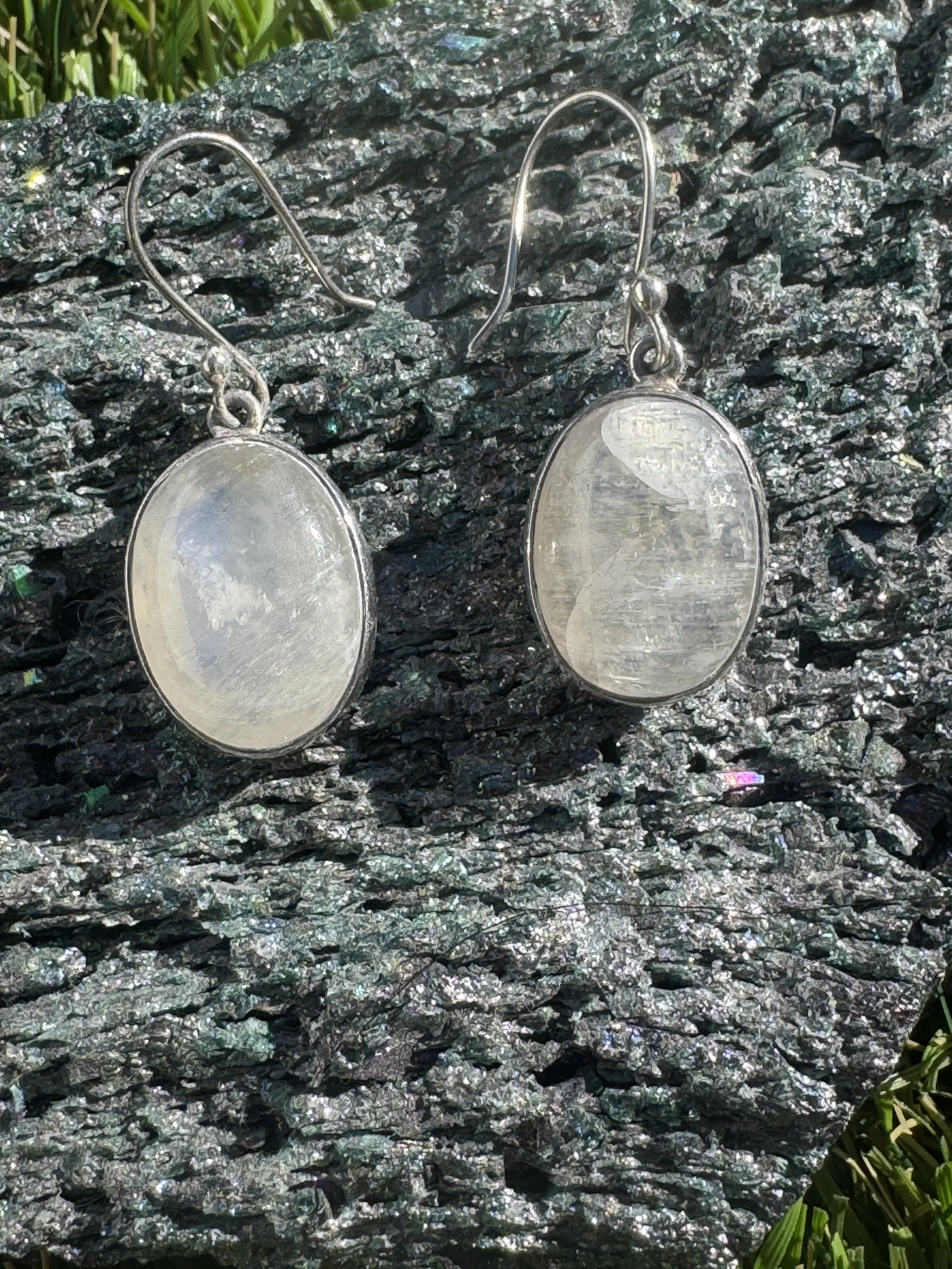 Charles Albert Sterling Silver 925 Dangle Moonstone Earrings