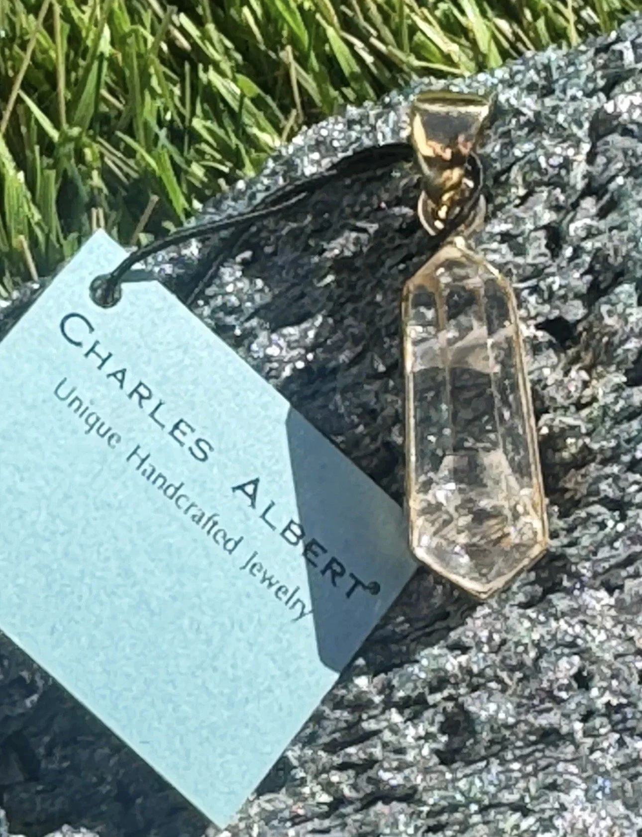 Charles Albert Alchemia Gold Clear Quart Faceted Pendant