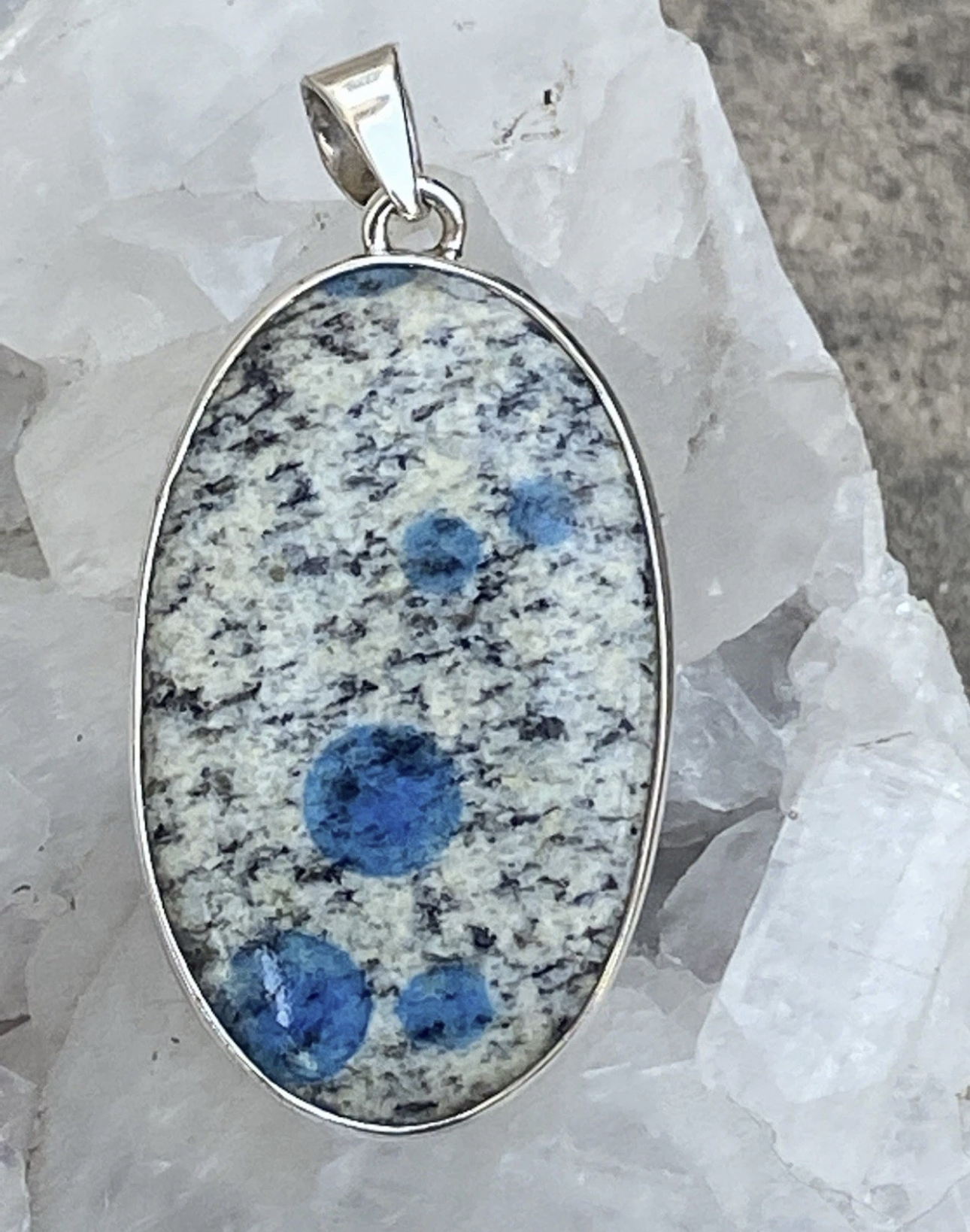 Sterling Silver Dalmation Perthite Stone Gemstone Pendant