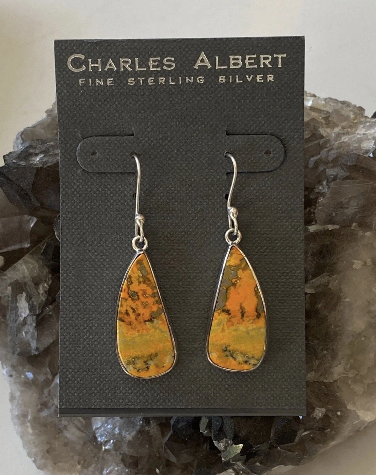 Charles Albert Sterling Silver 925 Bumble Bee Jasper Dangle