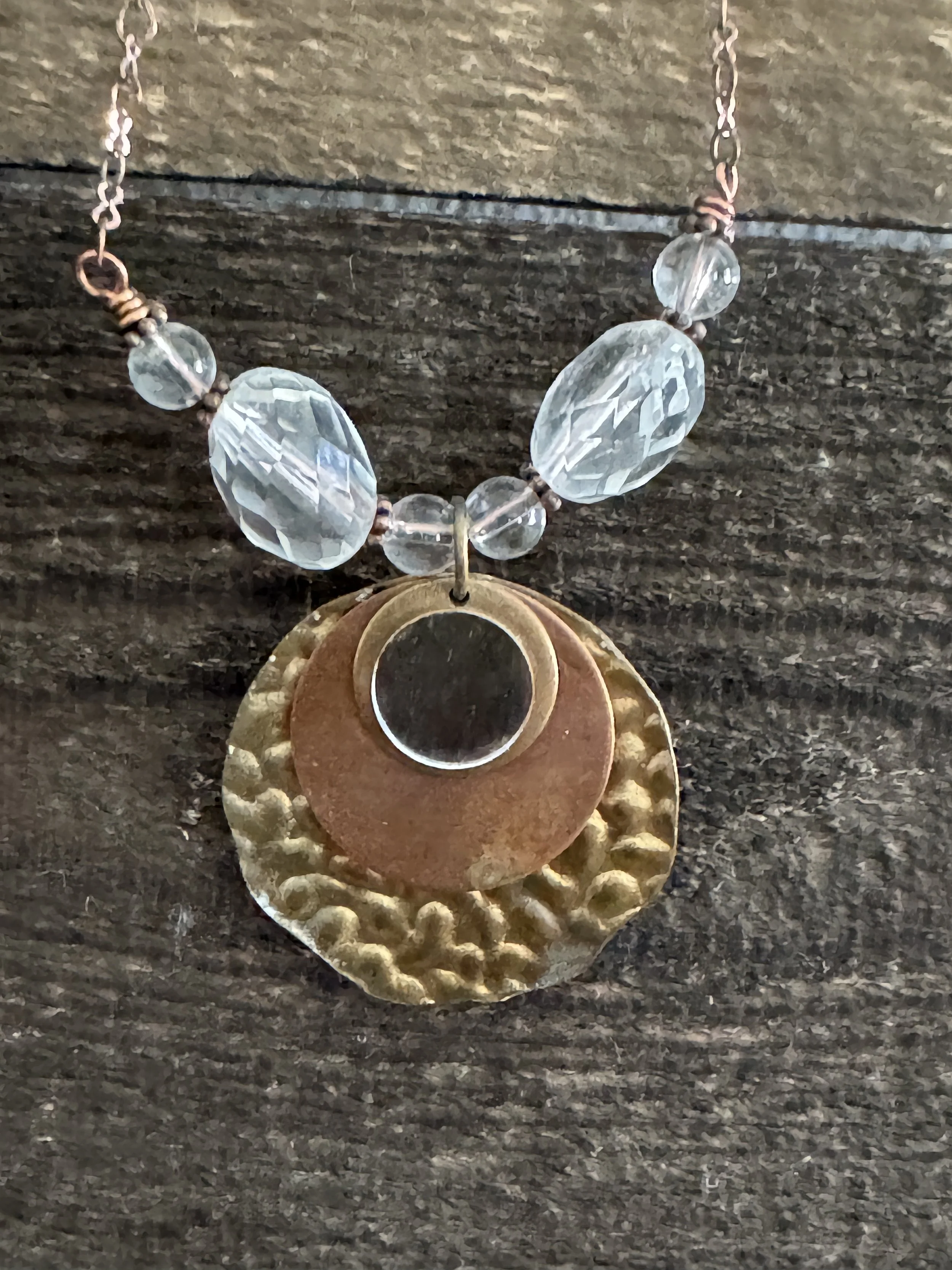 Holistic Arts Hammered Copper Disk Mirror Protetive Aura Necklace