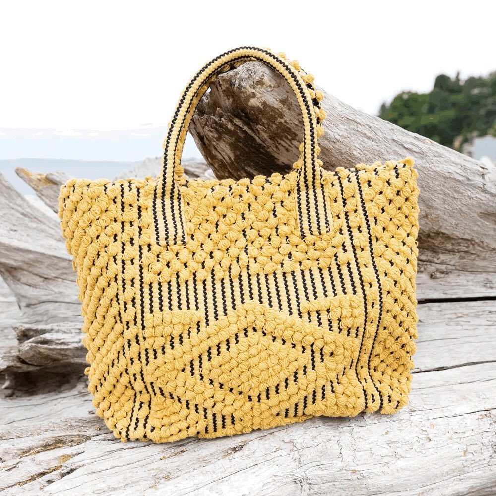 Our Sunshine Tote needs a little more attention here on the feed, a post all of its own! Made from a playful heavy weight cotton loop technique, carry this beauty through spring and straight into summer. ☀️ 

Metal magnetic snap closure | Fully lined