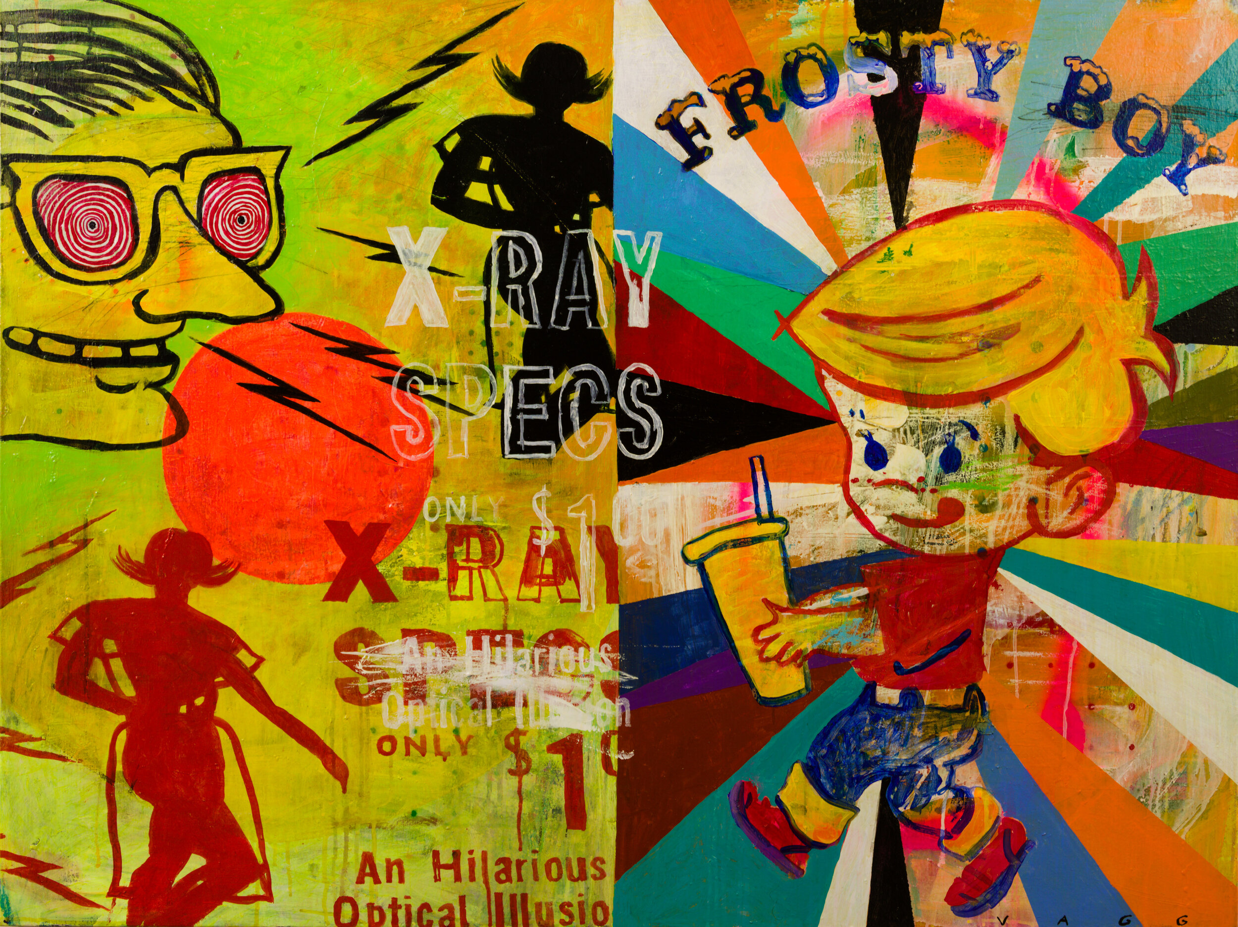 FROSTY BOY 2020 mixed media on linen 120 x 92 cm