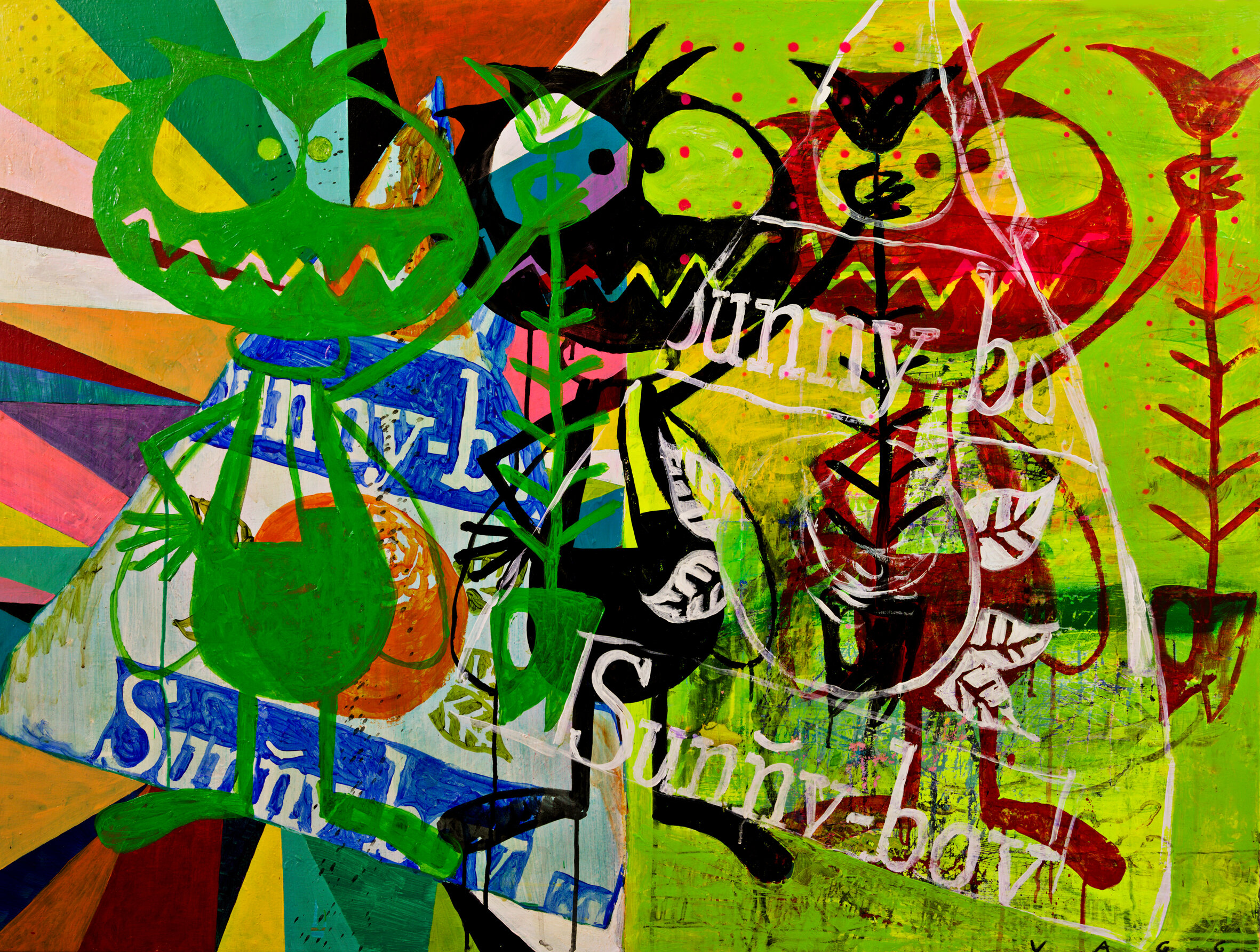 LOUIE 2019 mixed media on linen 120 x 92 cm