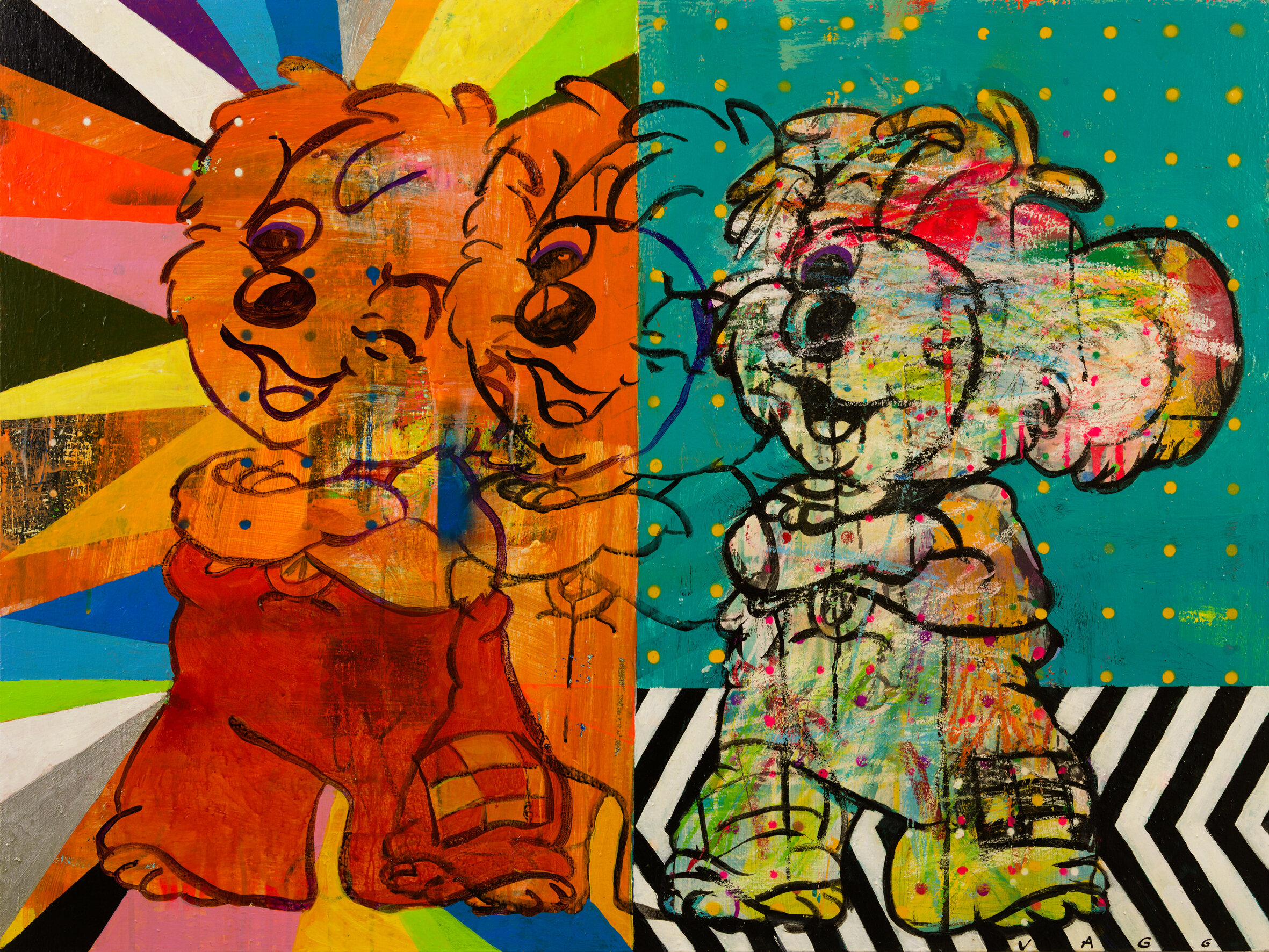 BLINKY 2020 mixed media on linen 102 x 76 cm