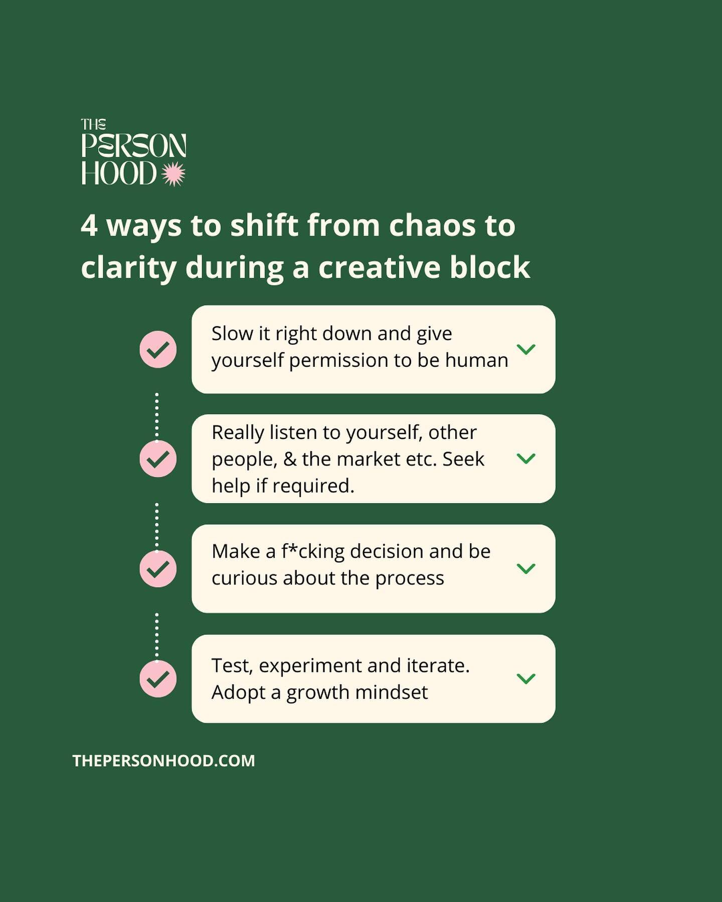 TRANSFORM YOUR THINKING ON OUR CHAOS TO CLARITY IN 90 CREATOR GROUP PROGRAM 🧠

What&rsquo;s a long-held idea or passion project that you&rsquo;ve been nurturing for years? ⚡️

Or perhaps there&rsquo;s a challenge itching to be solved, be it for your