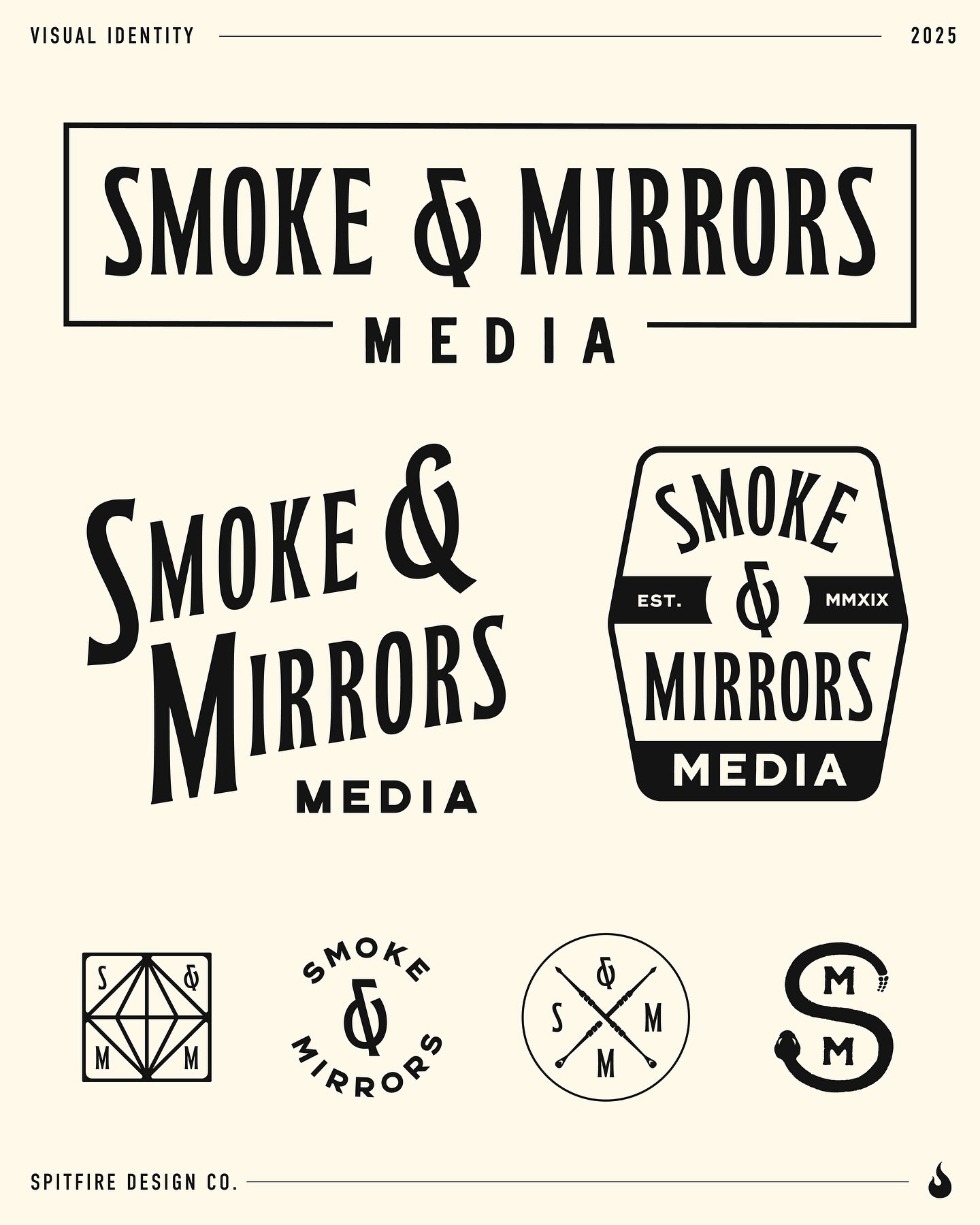 Branding kit for @smokeandmirrorsmedia.ca 

Awhile back, we created a the visual ID for our friends at Smoke &amp; Mirrors Media up in Ontario, Canada. 

Smoke &amp; Mirrors is a media company that mainly provides high end content for companies in th