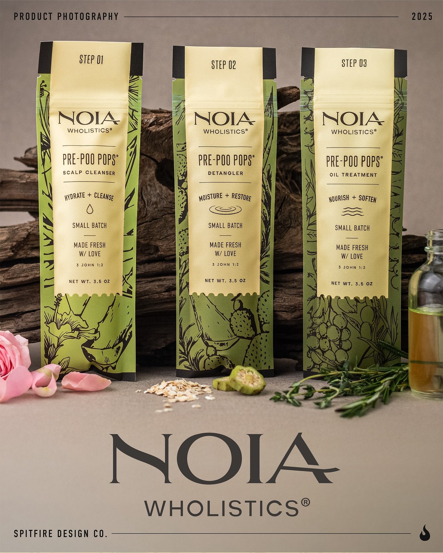 Wholistic products deserve custom handmade design!! 

We were lucky to partner with @noiawholistics to give their new line of products a custom design system that can be applied to future products. 

📸 by @alex.franqui.design 
&bull;
&bull;
&bull;
#