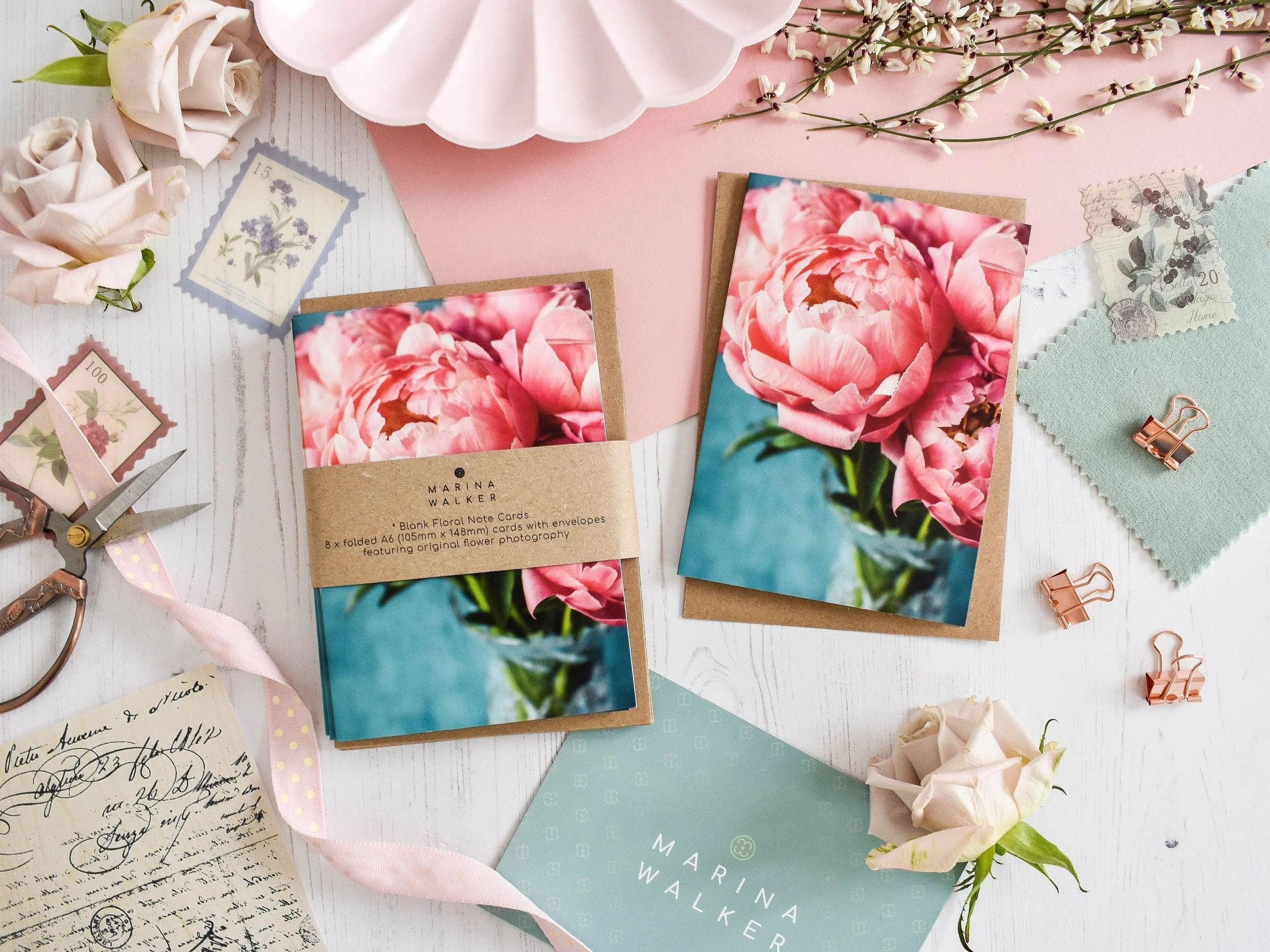 Marina Walker Peonies Greeting Cards