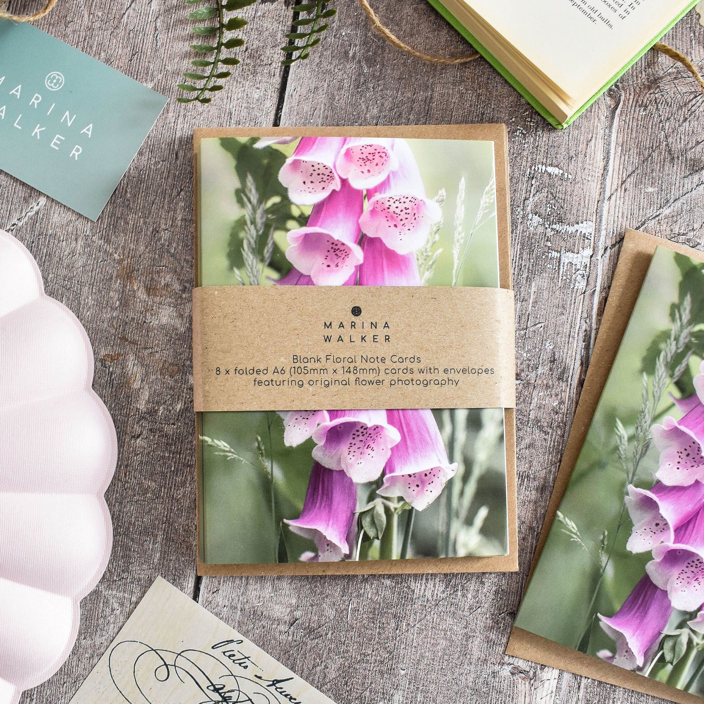 Blank foxglove floral greeting card