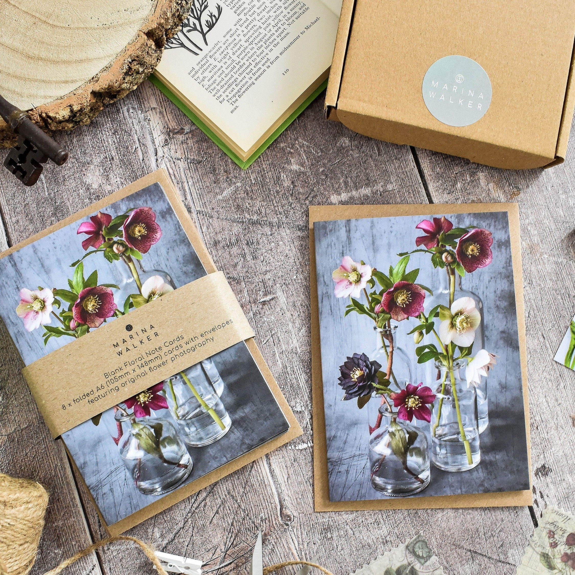 Marina Walker Hellebore vases floral blank greeting card