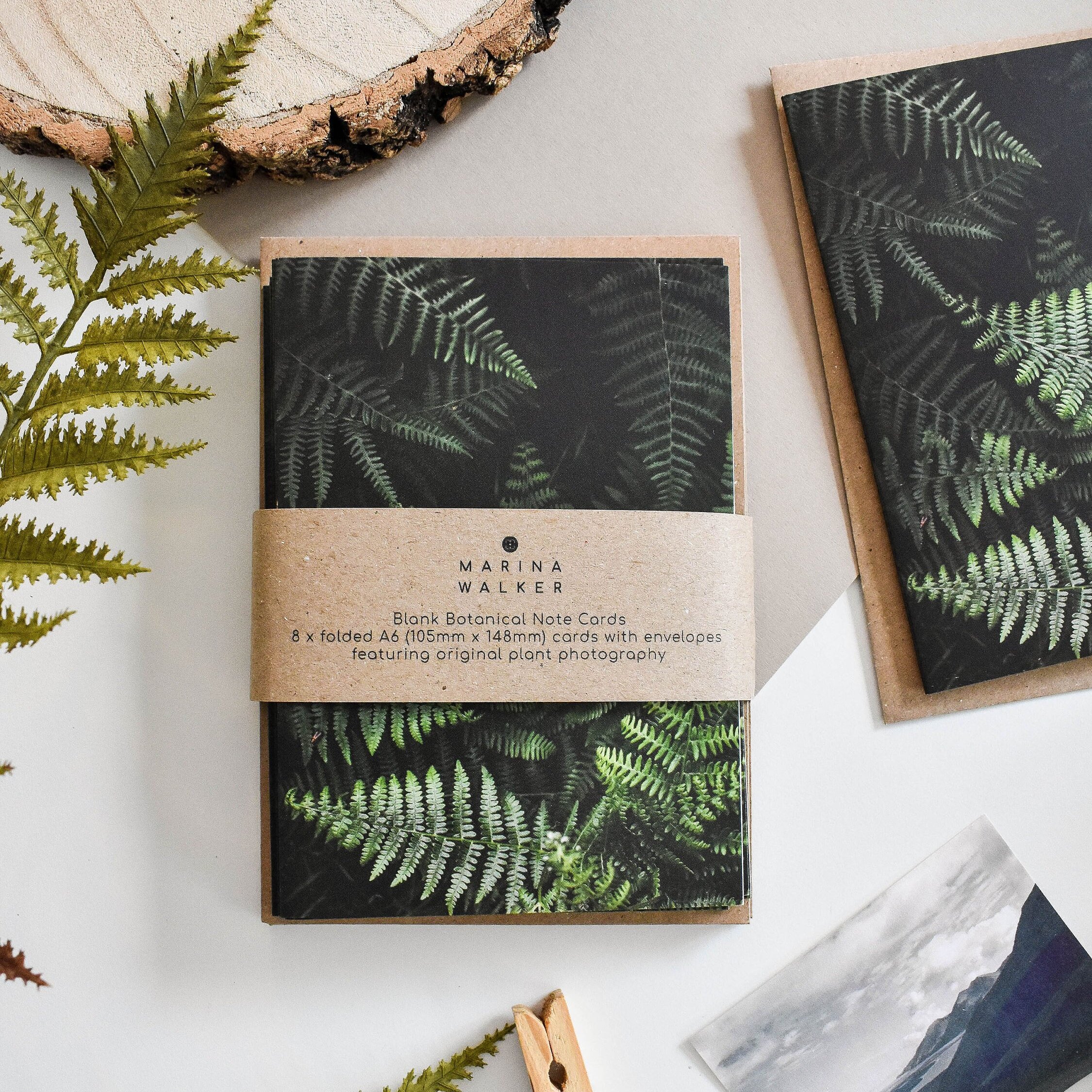 Marina Walker Green ferns botanical blank greeting card