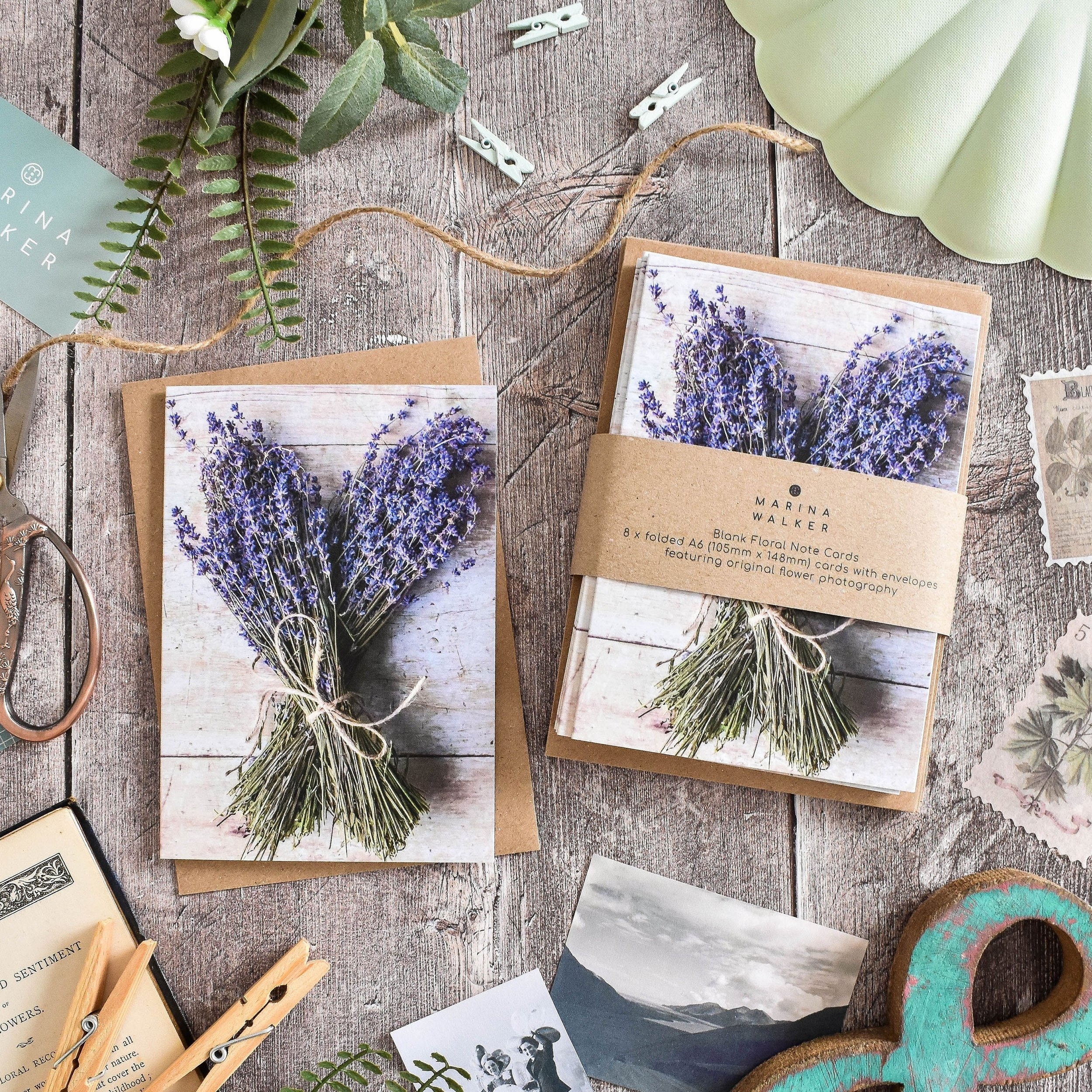 Marina Walker Lavender blank floral greeting card
