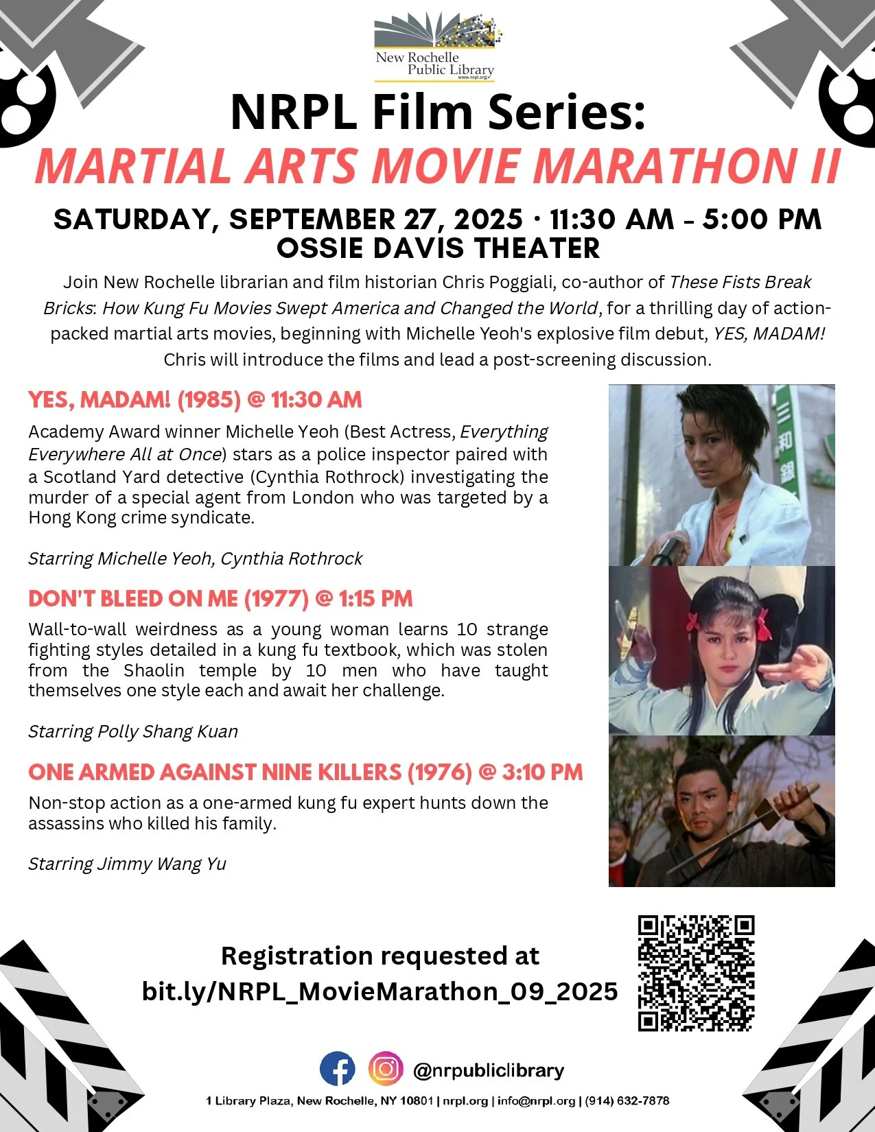 Martial Arts Movie Marathon II at New Rochelle Public Library - 9/27