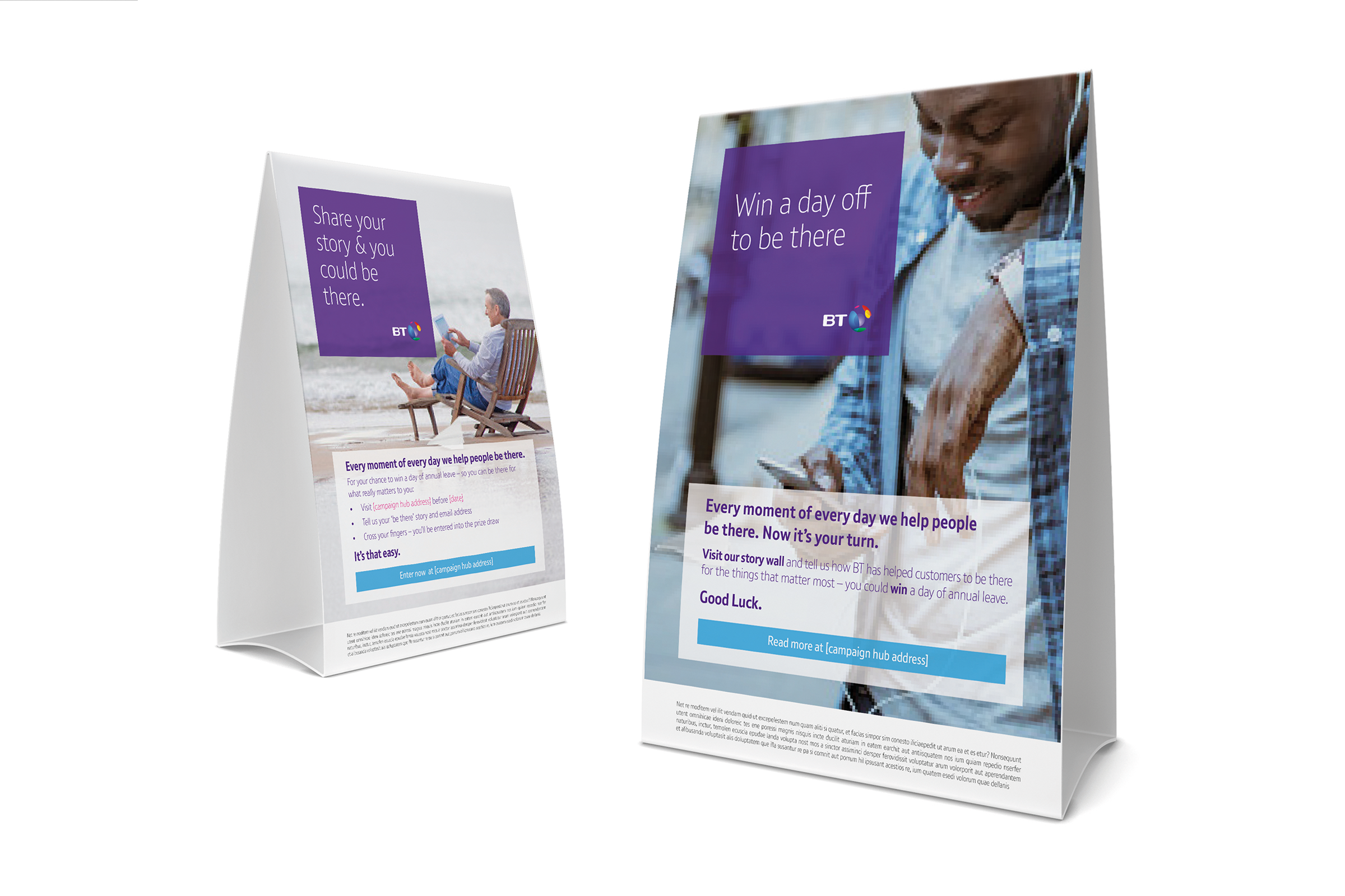 BT 'Be There'  Internal Comms Tent Cards