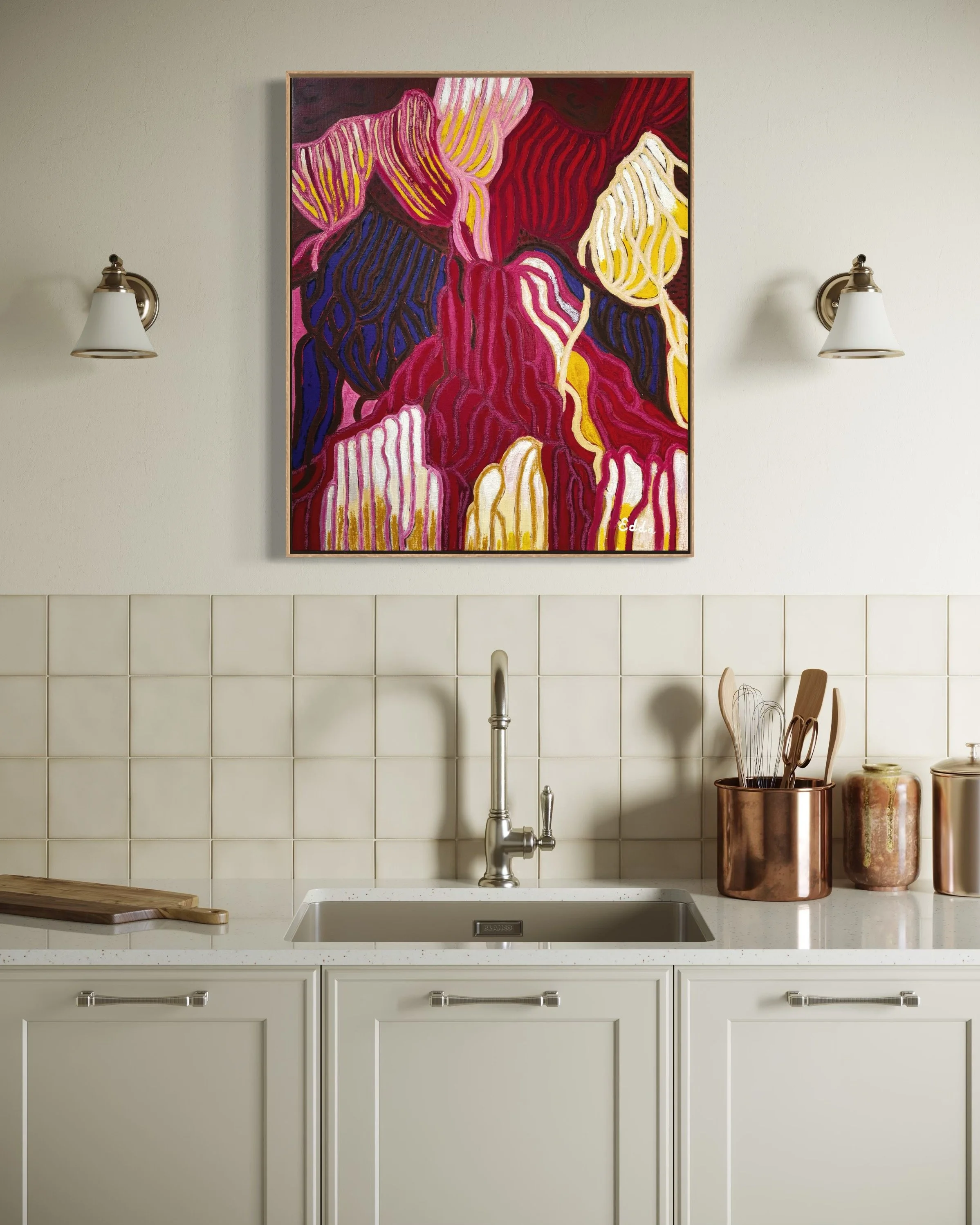 Roots of Motherhood: Vibrant Oil Painting on Canvas