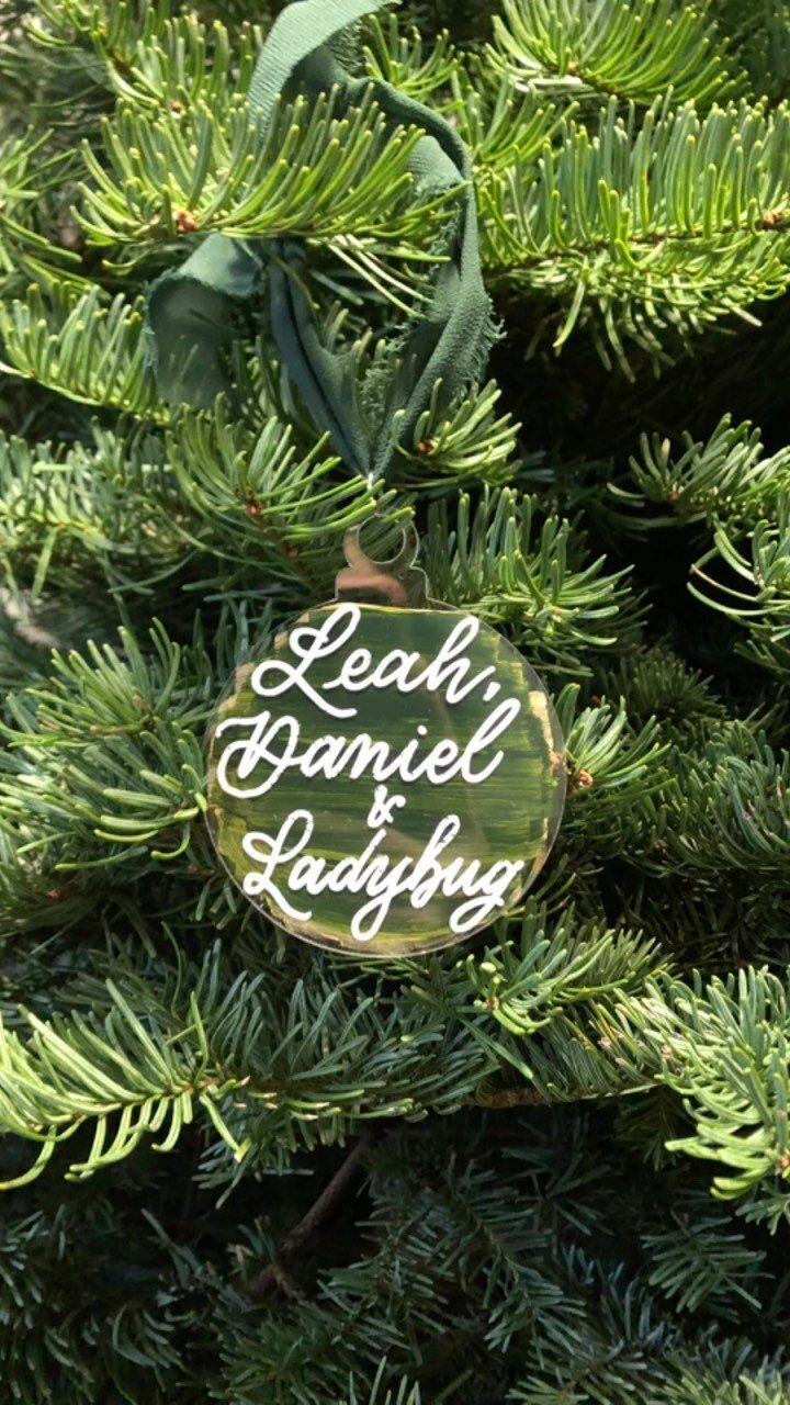 On top of sending custom Christmas cards to our friends and family, I also made these cute acrylic ornaments to some very special people in our lives. What do you think, would you feature one on your Christmas tree? And if you’re wondering abou