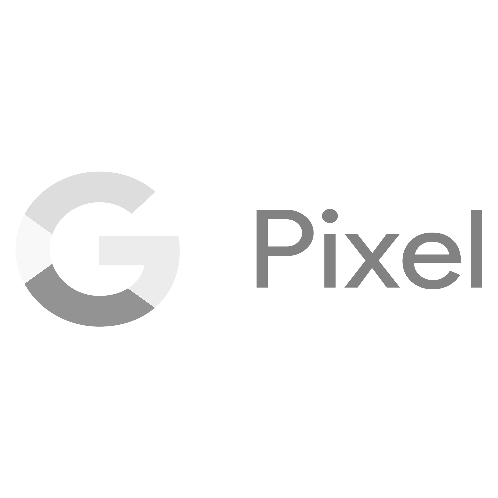 Close-up of a black and gray logo with the text 'G Pixel' in gray on a black background.