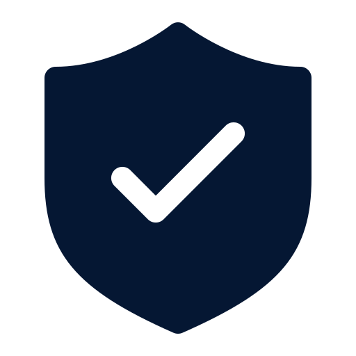 A shield with a checkmark in the center, symbolizing security or protection.