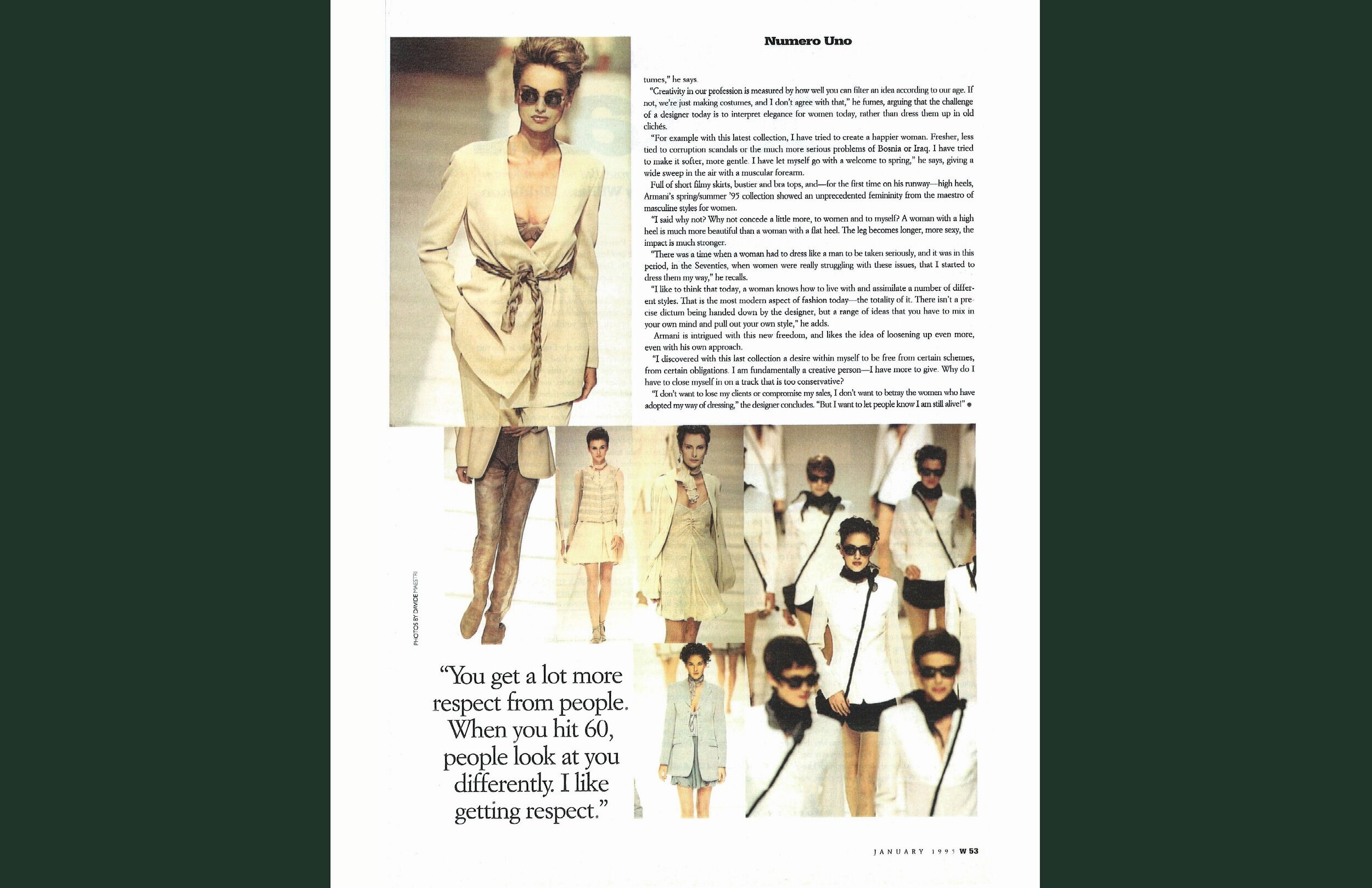 Sara Gay Forden — Giorgio Armani “Numero Uno” • W Magazine
