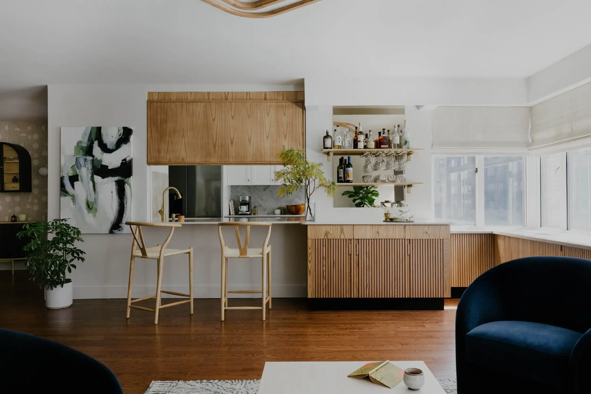 Wellness interior design kitchen in Manhattan by The Whistling Well with stained.webp