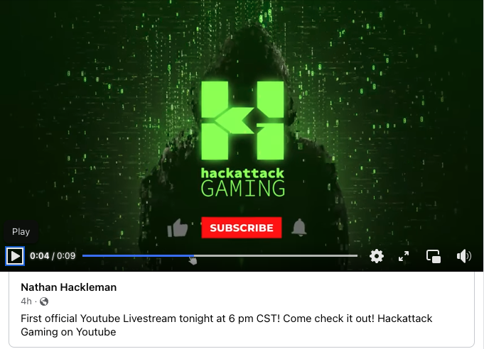 YouTube Channel for Hackattack Gaming