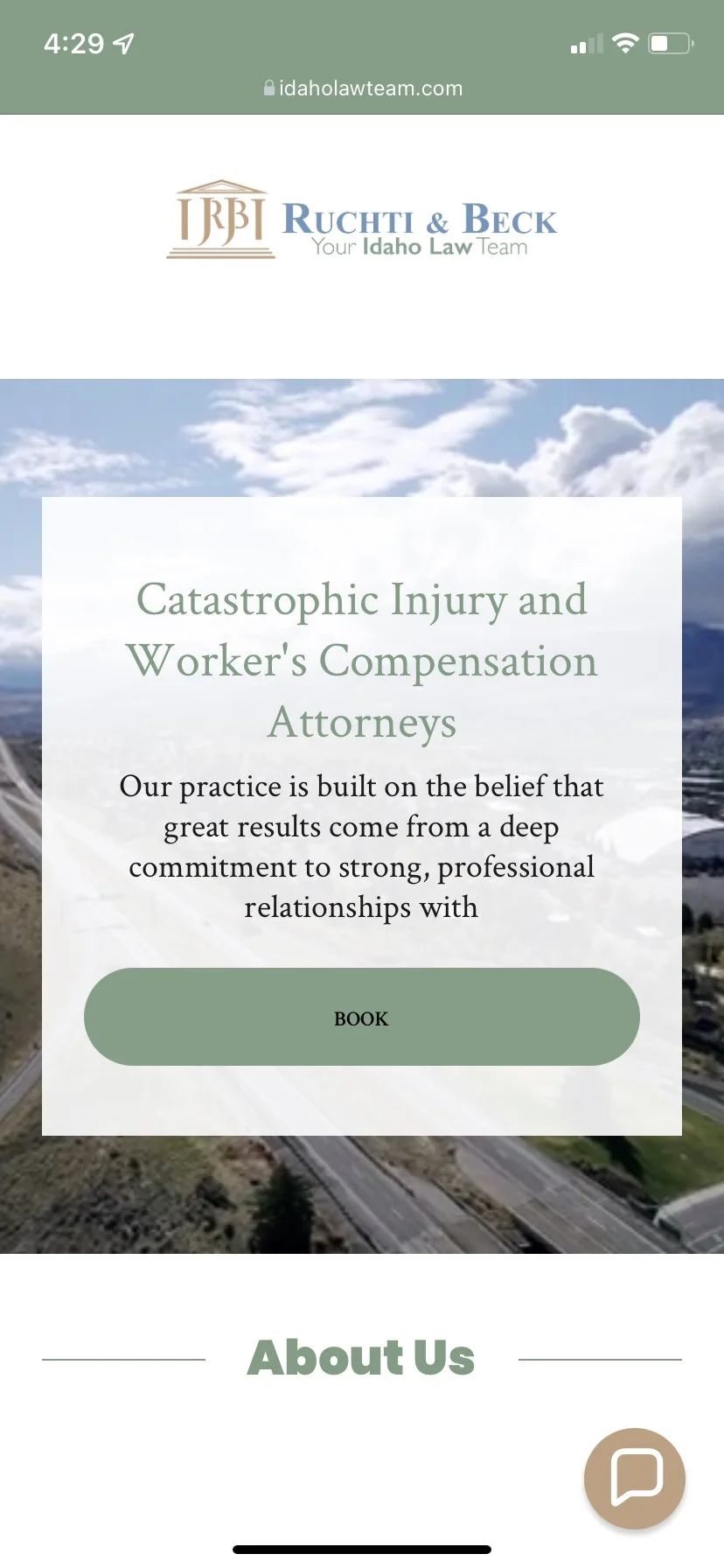 Mobile version of new website for Ruchti & Beck law firm