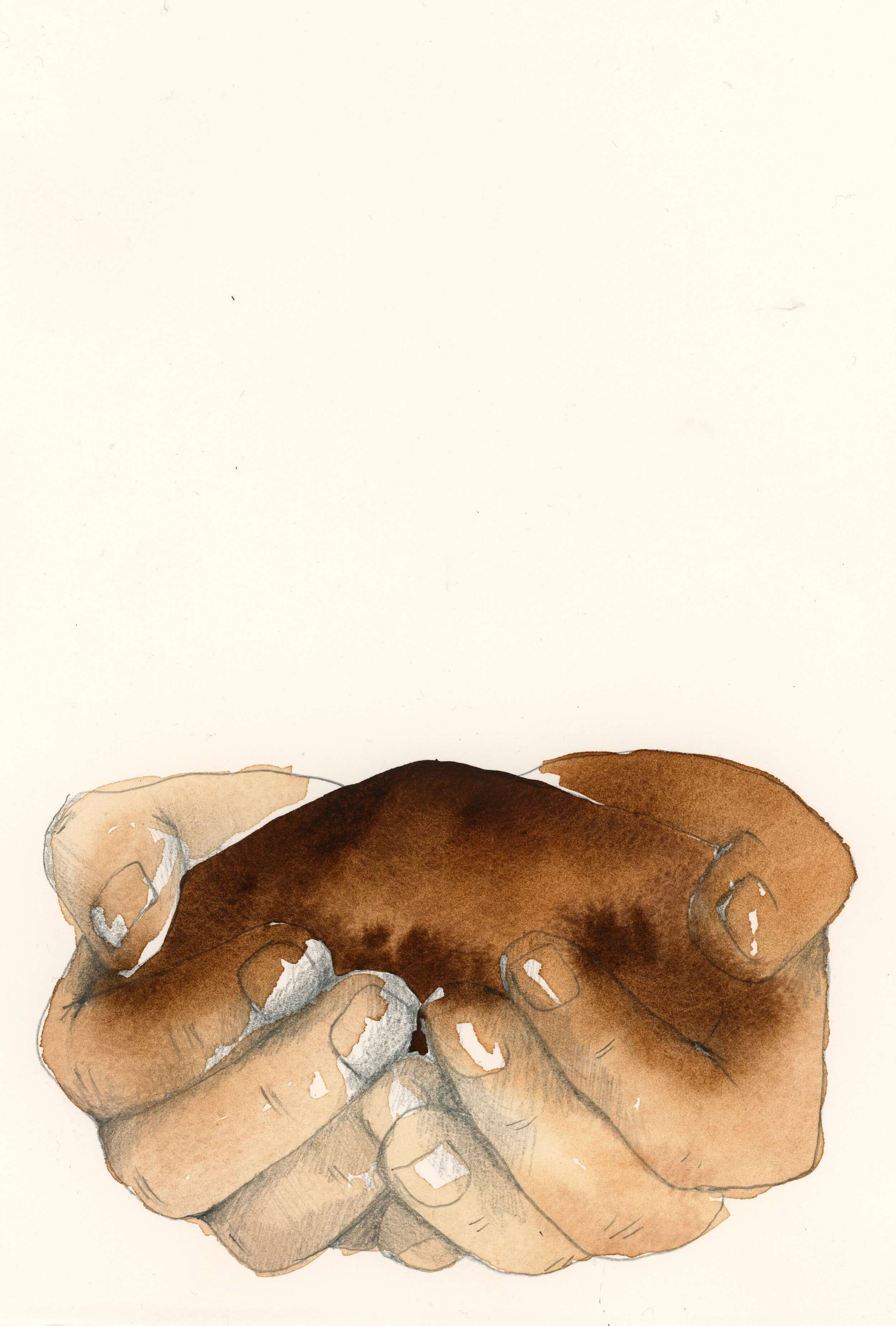 painting of hands cupping soil for developmental edit