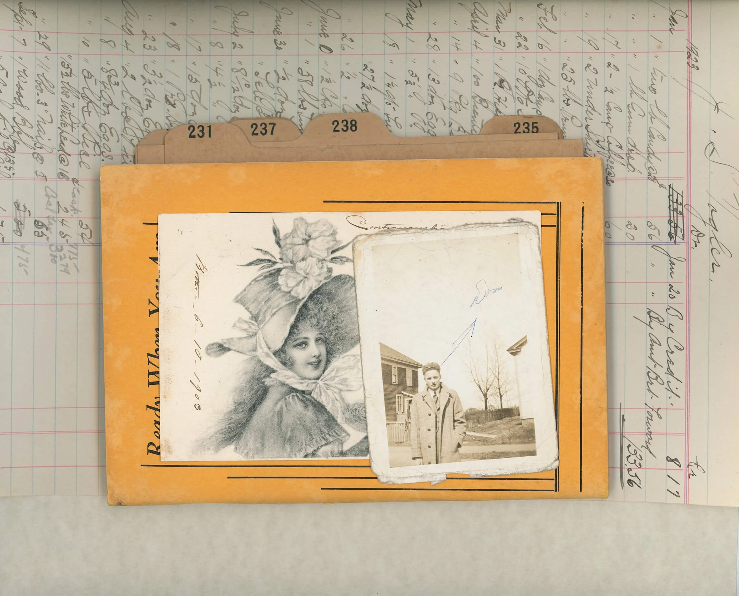 collection of old documents and photographs