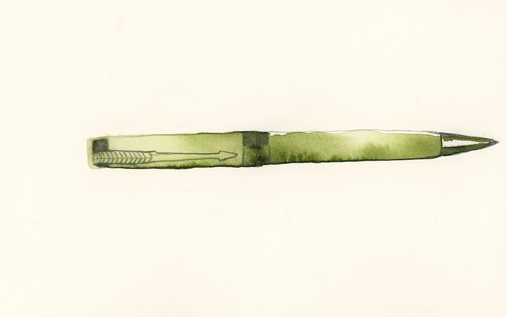 Illustration of a horizontal green pen