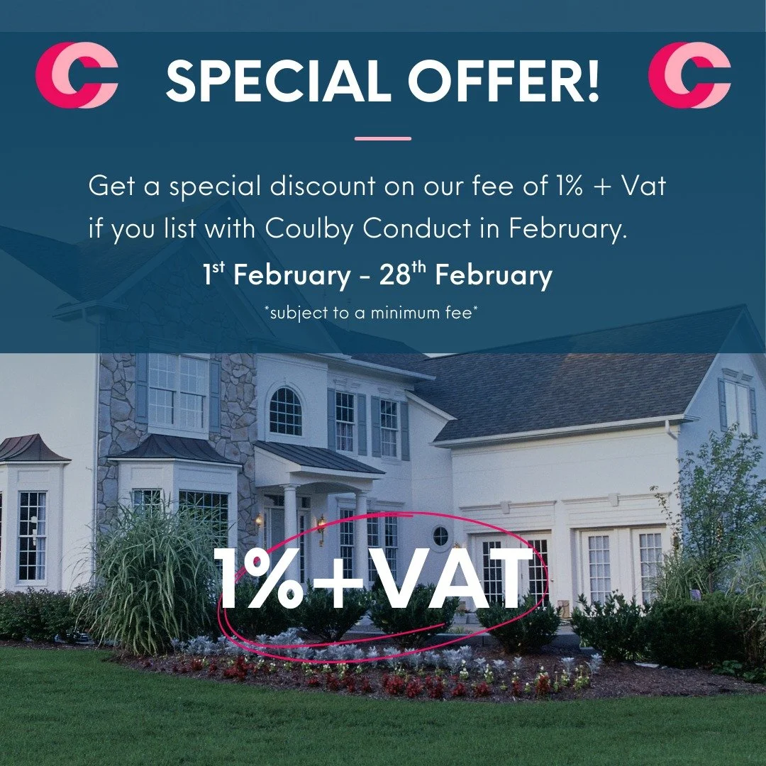 3 DAYS LEFT TO LIST YOUR PROPERTY AT A REDUCED FEE!!

🏡Special Offer! 🏡
1st February - 28th February

Get a special discount on our fee of 1% + Vat if you list with Coulby Conduct in February.
*please note this is subject to a minimum fee*

Call us