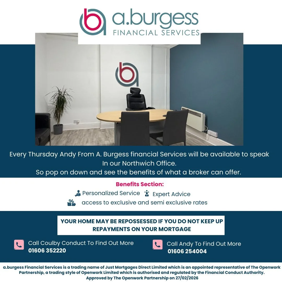Every Thursday Andy from A. Burgess services will be available to speak in our Northwich Office