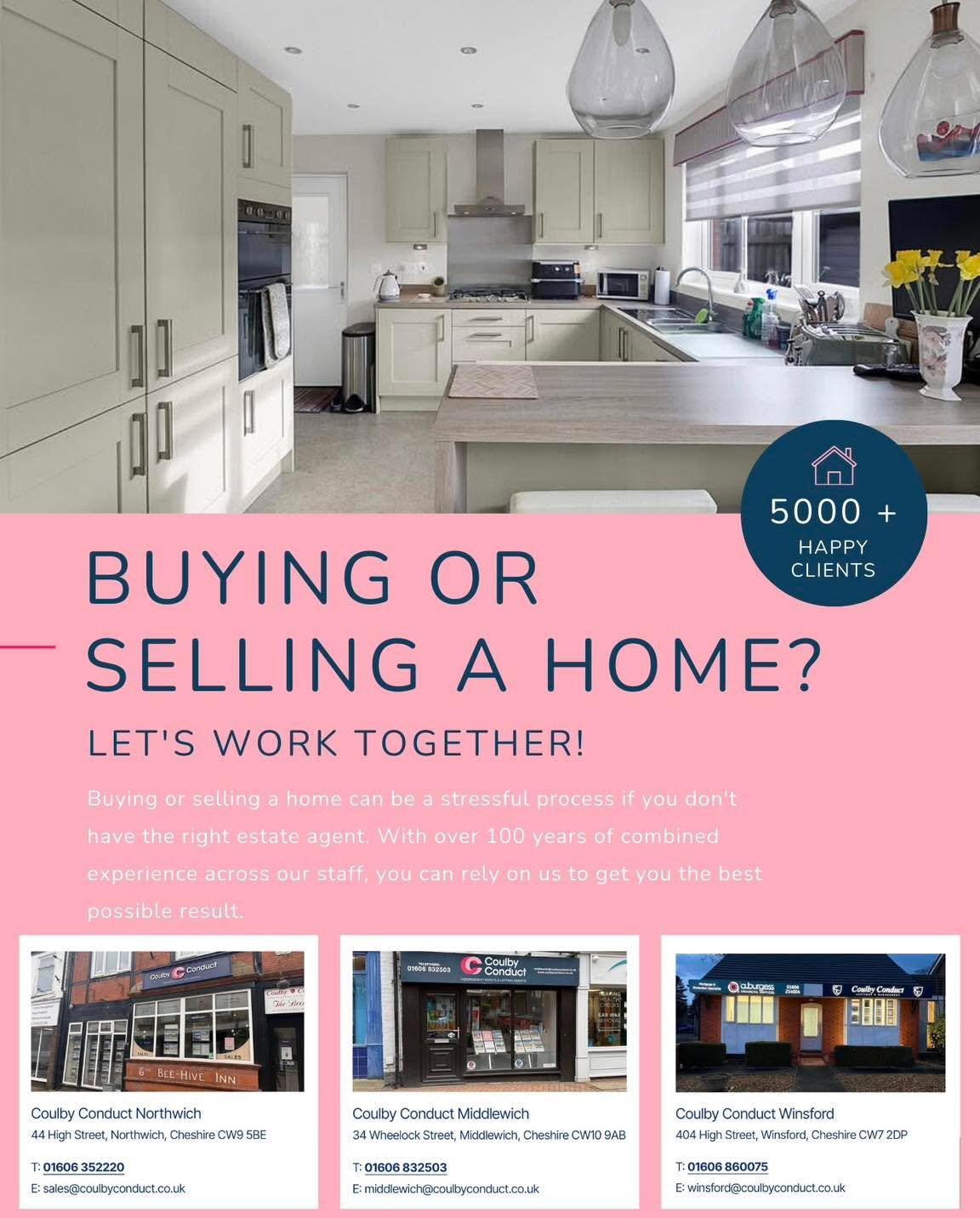 📣 Looking to make your next property move in Cheshire? Here&rsquo;s why Coulby Conduct should be your FIRST call! 📣

✨ Over 5000+ happy clients can't be wrong! We've helped countless people buy and sell their homes with ease.
✨ With over 100 years 