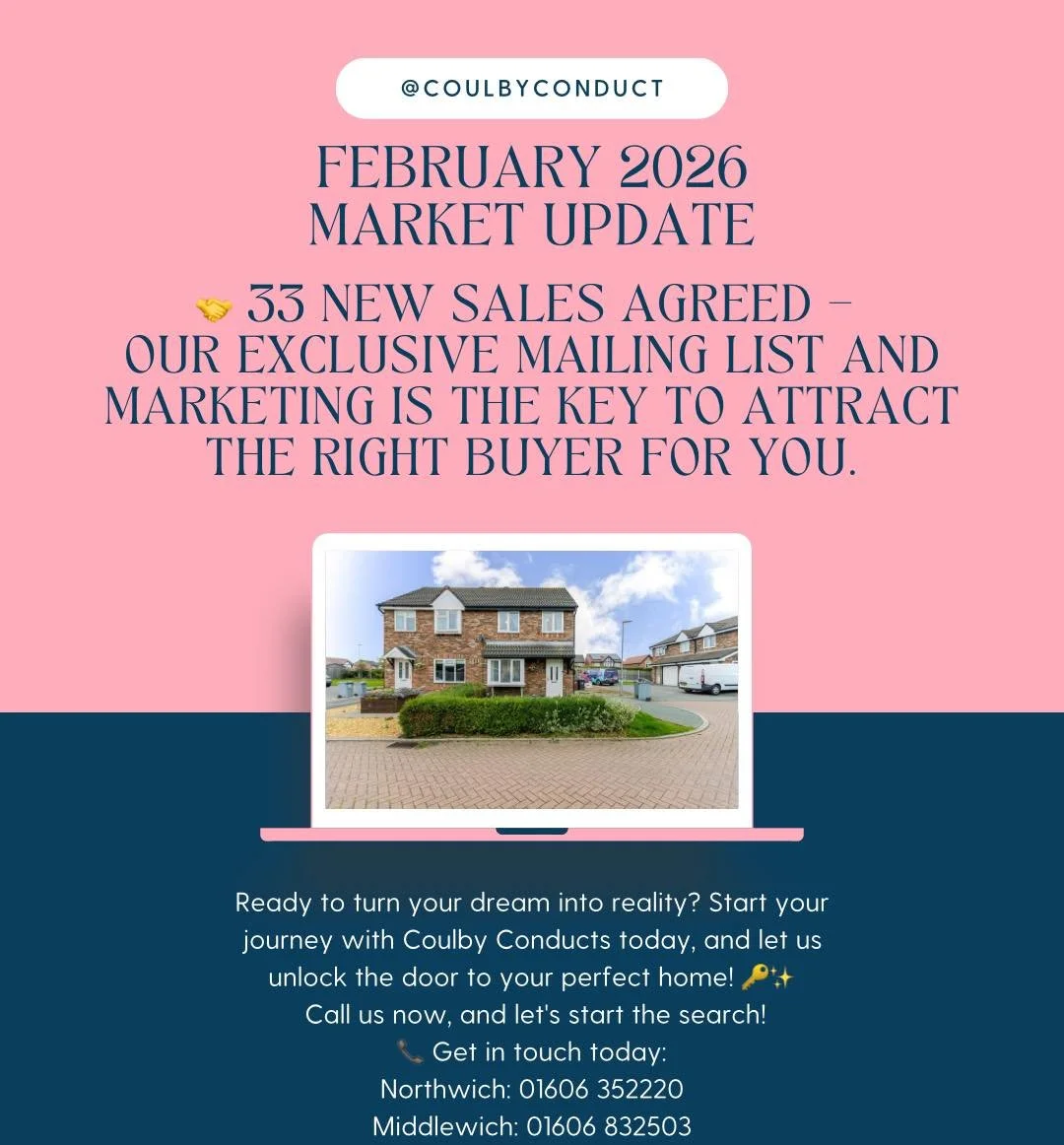 🏡Coulby Conduct Property Market Update &ndash; February 2026, with lots of properties achieving a sale within 5 days of them hitting the market with us! 
&bull; 🤝 33 New Sales Agreed &ndash; Our exclusive mailing list and marketing is the key to at