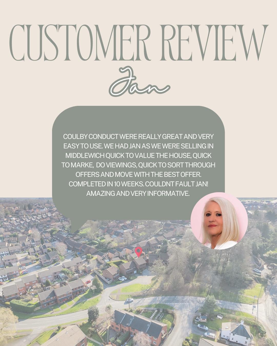 ⭐ Customer Review ⭐

Another happy client!

Jan recently helped a homeowner sell their property in Middlewich, guiding them through every step of the process &mdash; from valuation to viewings and securing the best offer. The result? A smooth and suc