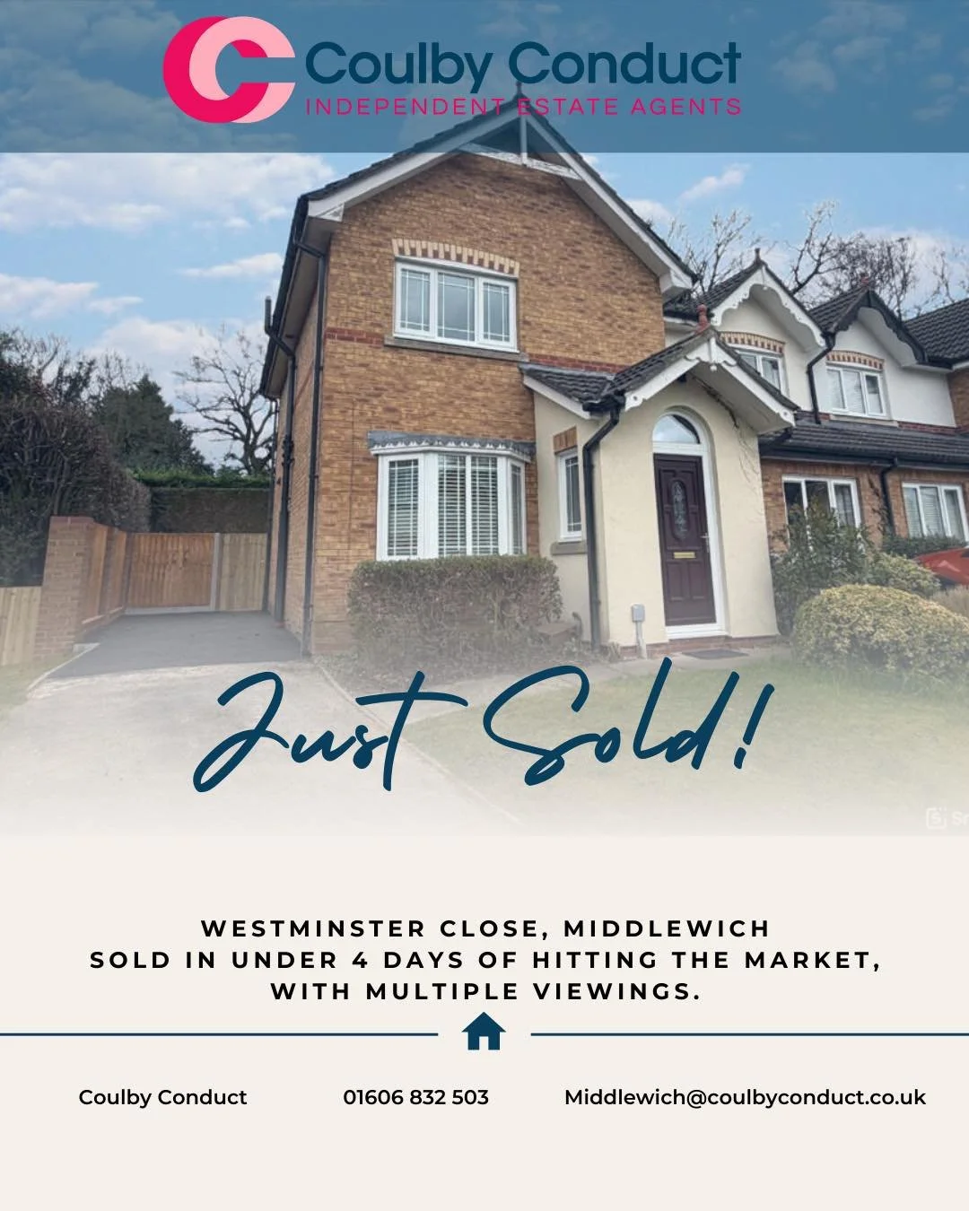 🎉 Just Sold in Middlewich &amp; Winsford! 🏡 

Another two happy sellers and buyers! Properties in Middlewich and Winsford continue to attract strong interest, and we&rsquo;re thrilled to have helped these homes find their new owners. 

Thinking abo