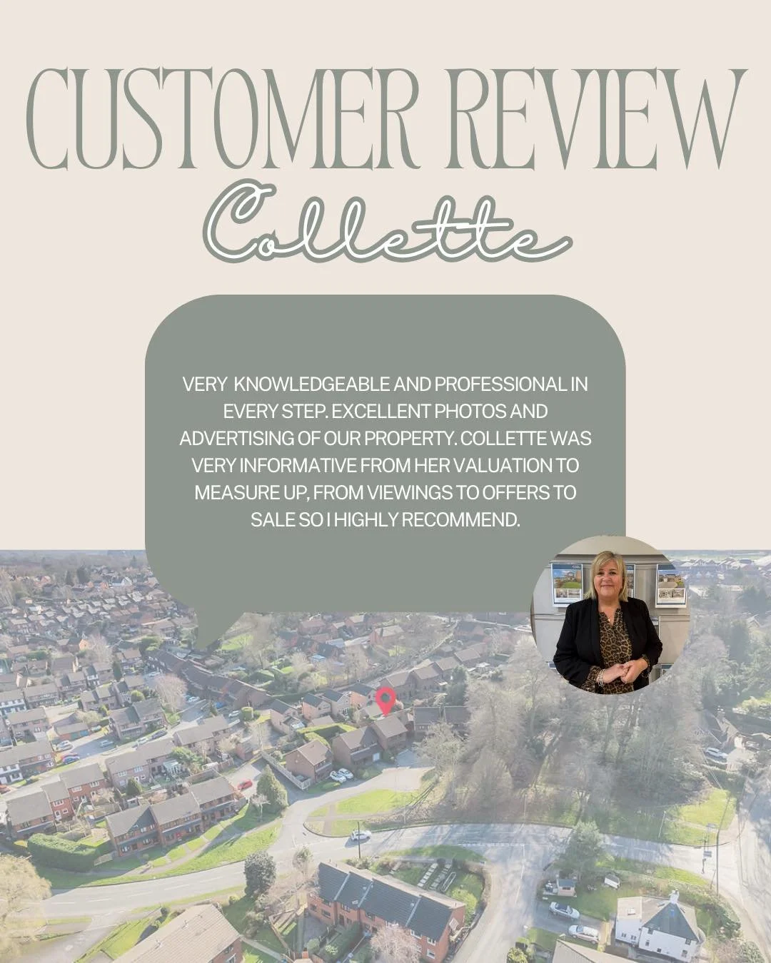⭐ Customer Review ⭐

A wonderful review for Collette, our Branch Manager in Middlewich. 👏

&ldquo;Very knowledgeable and professional in every step. Excellent photos and advertising of our property. Collette was very informative from her valuation t