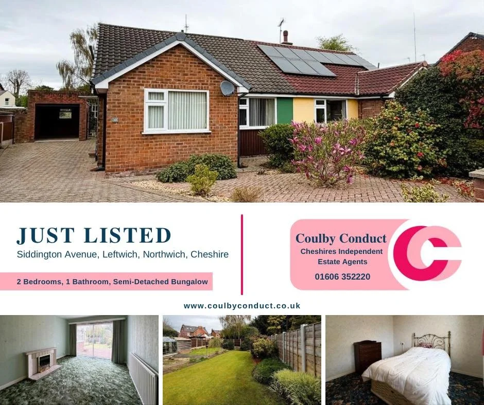 Just Launched 🏡 Siddington Avenue, Leftwich, Northwich, Cheshire | &pound;250,000 | Two Bedroom Semi-Detached Bungalow | One Bathroom🏡

✨ Set on an enviable corner plot with no onward chain
✨Two bedroom semi detached bungalow
✨Lounge, diner, kitche