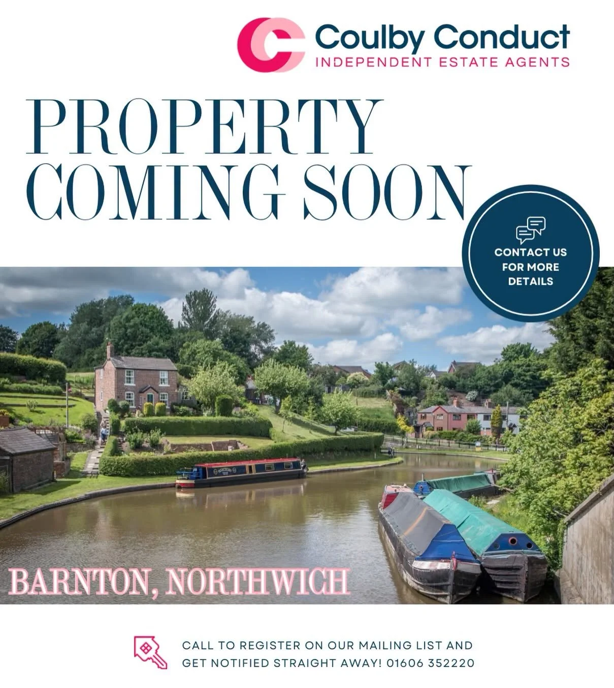 ✨ Coming Soon in Barnton, Northwich! ✨

📍 Barnton, Northwich
📞 Register your interest today: 01606 352220

Don&rsquo;t miss your chance to be the first to know&mdash;this one won&rsquo;t stay a secret for long!

#ComingSoon #NorthwichProperty #Barn