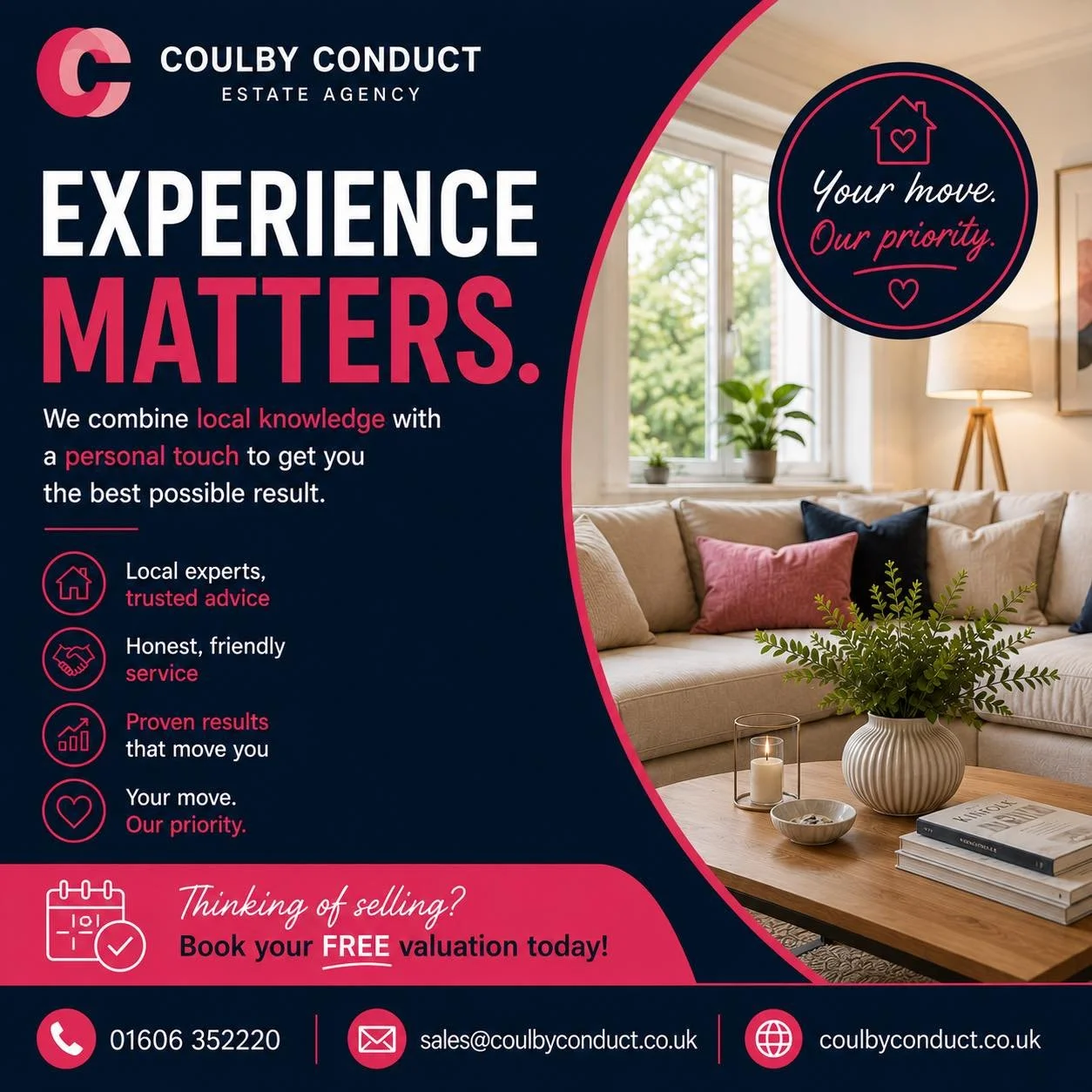 🏡 EXPERIENCE MATTERS 🏡

When it comes to selling your home, local knowledge and personal service make all the difference.

At Coulby Conduct, we combine expert advice, honest communication and proven results to help you achieve the very best outcom