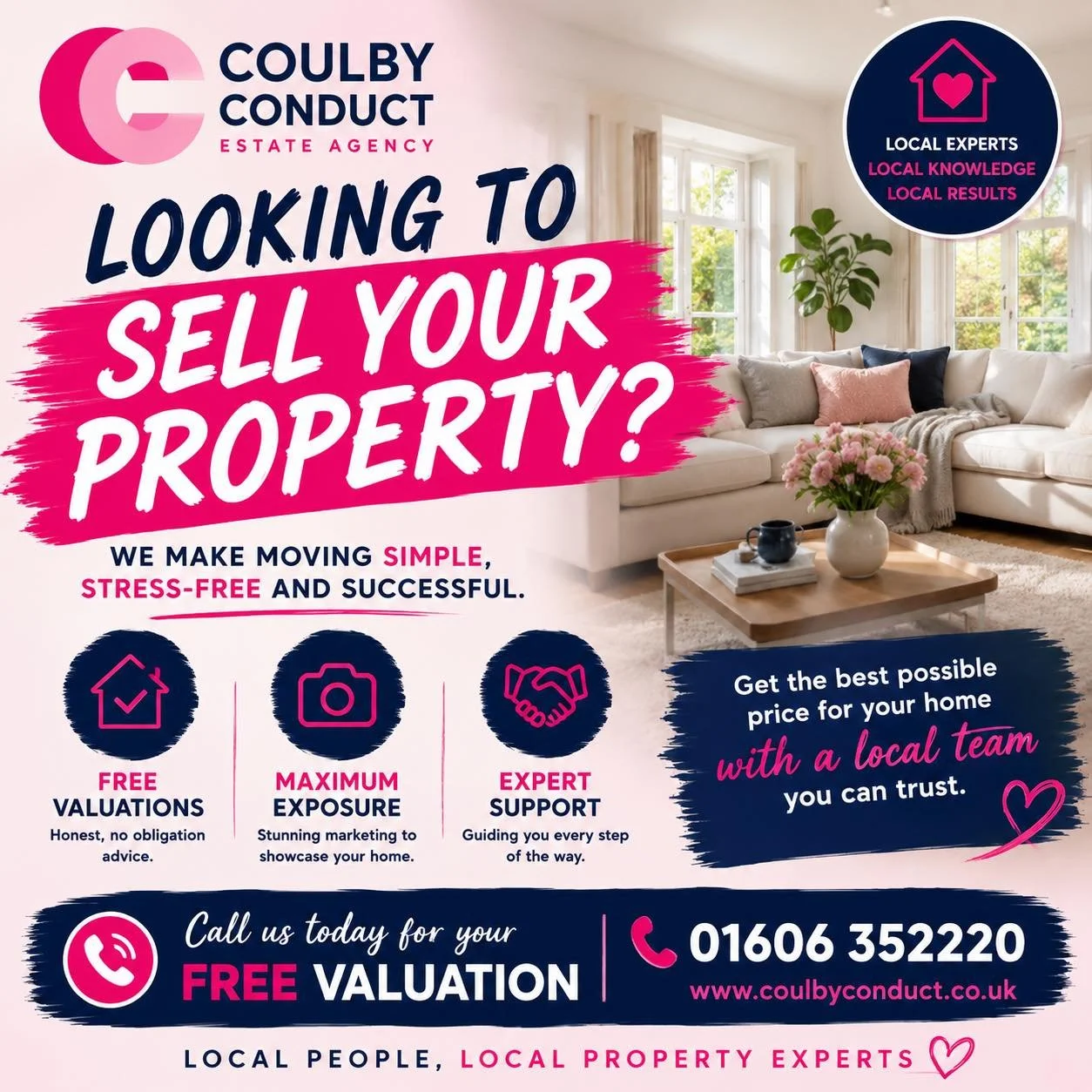 🏡 THINKING OF SELLING YOUR PROPERTY? 🏡

The right estate agent can make all the difference.

At Coulby Conduct Estate Agency, we combine local expertise, professional marketing and a personal approach to help you achieve the best possible price for