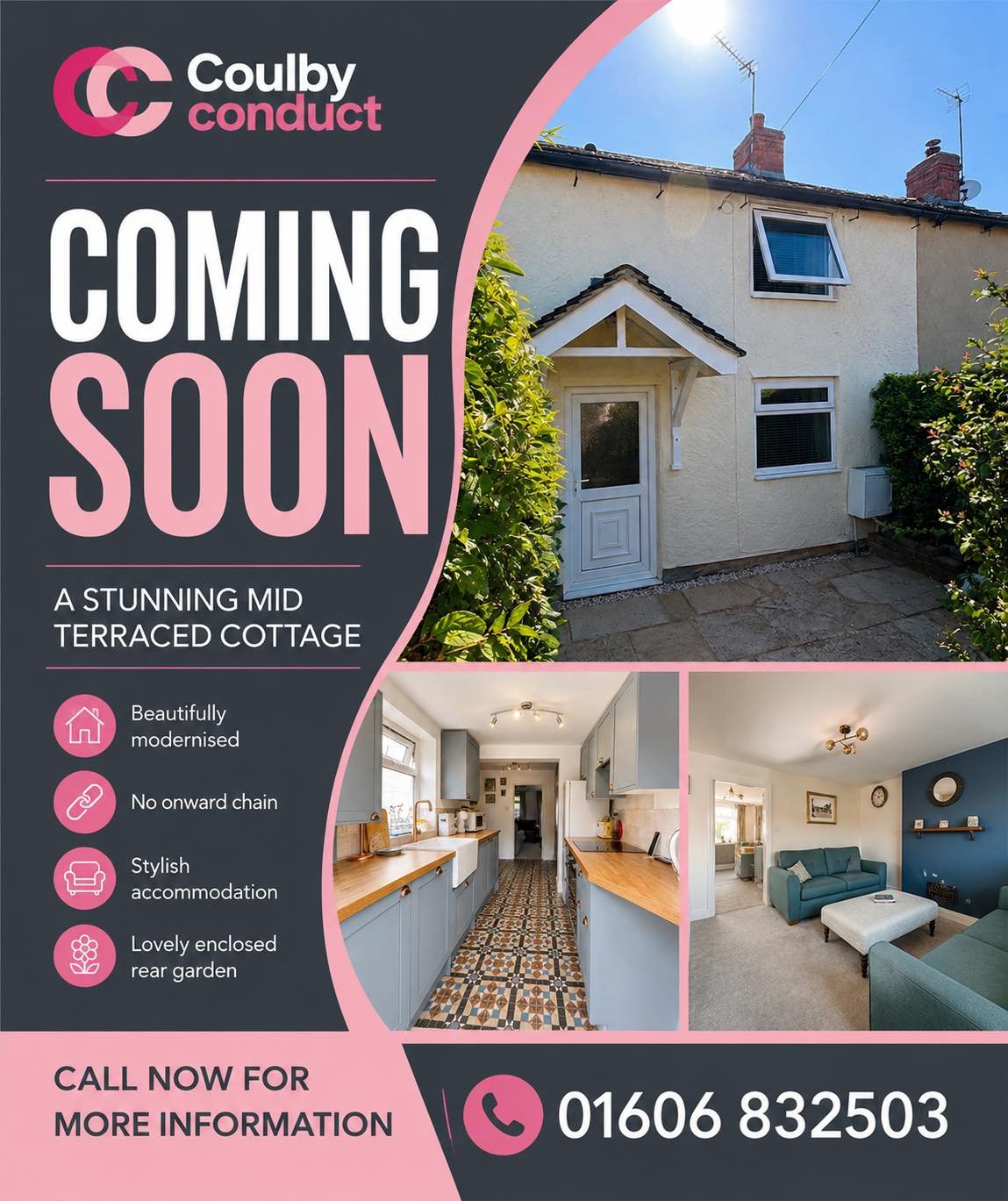 🏡 Launching soon in Middlewich 🏡
🩷 A beautifully presented cottage 🩷 
📍Fantastic location 📍
👀 Keep your eyes peeled for more information 
☎️ Or call to arrange your priority viewing ☎️ #viewing #viewingrecommended#noonwardchain